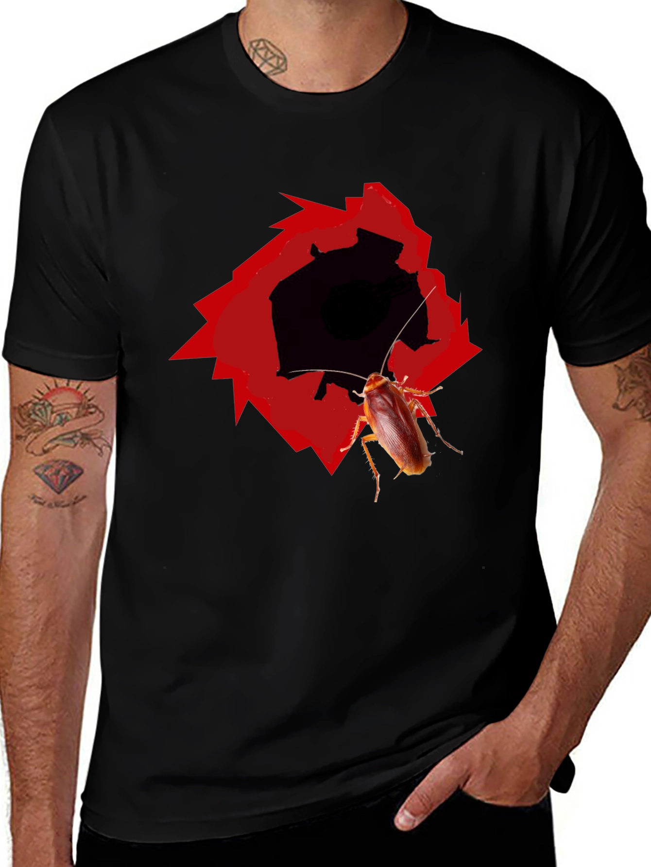 Novelty Cockroach Graphic T-Shirt