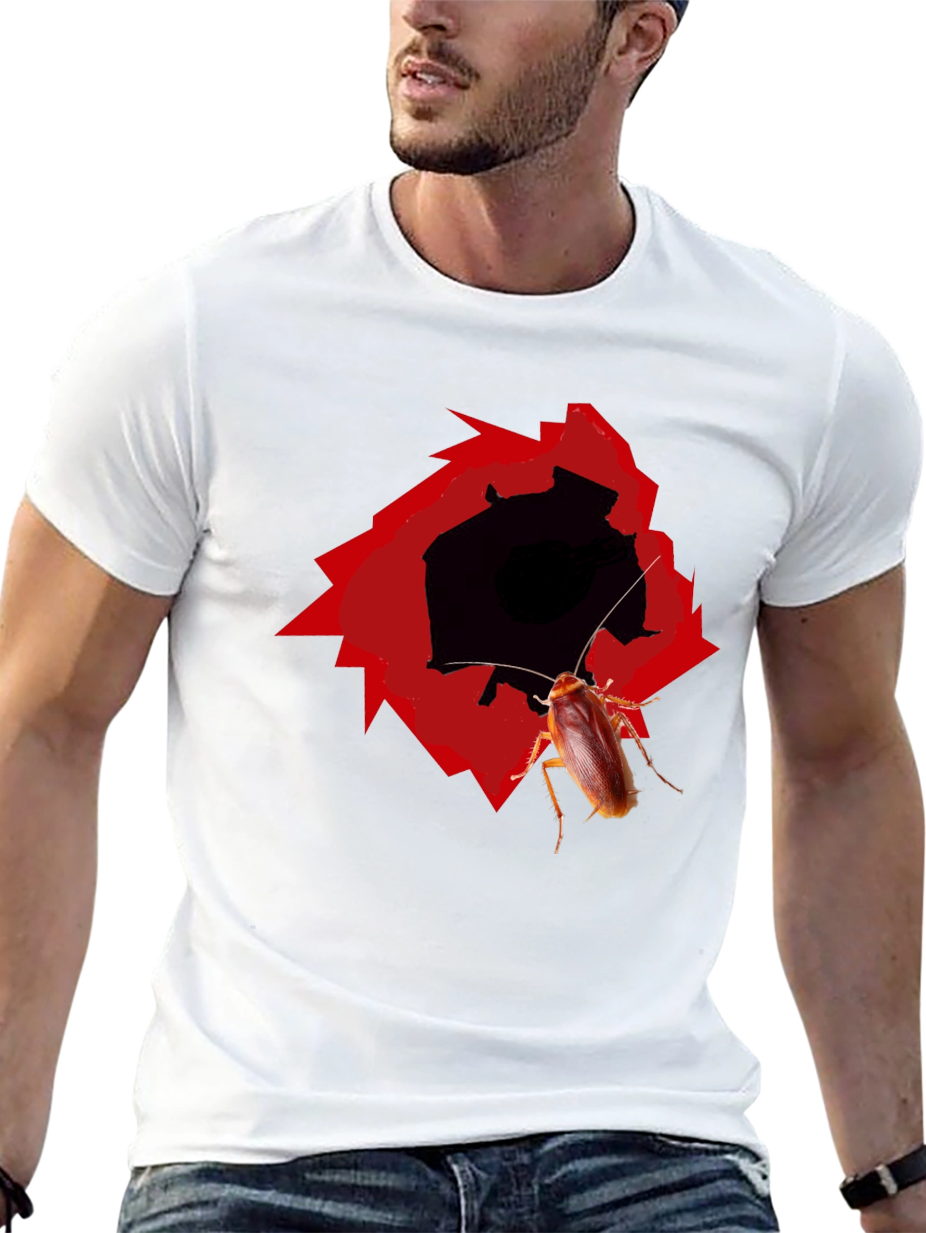Novelty Cockroach Graphic T-Shirt