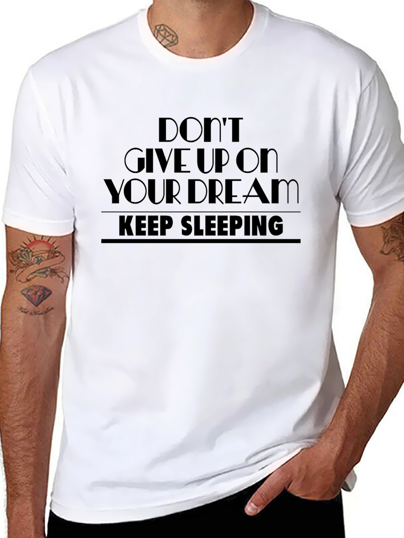 Dont Give Up Dream Keep Sleeping Black T-Shirt