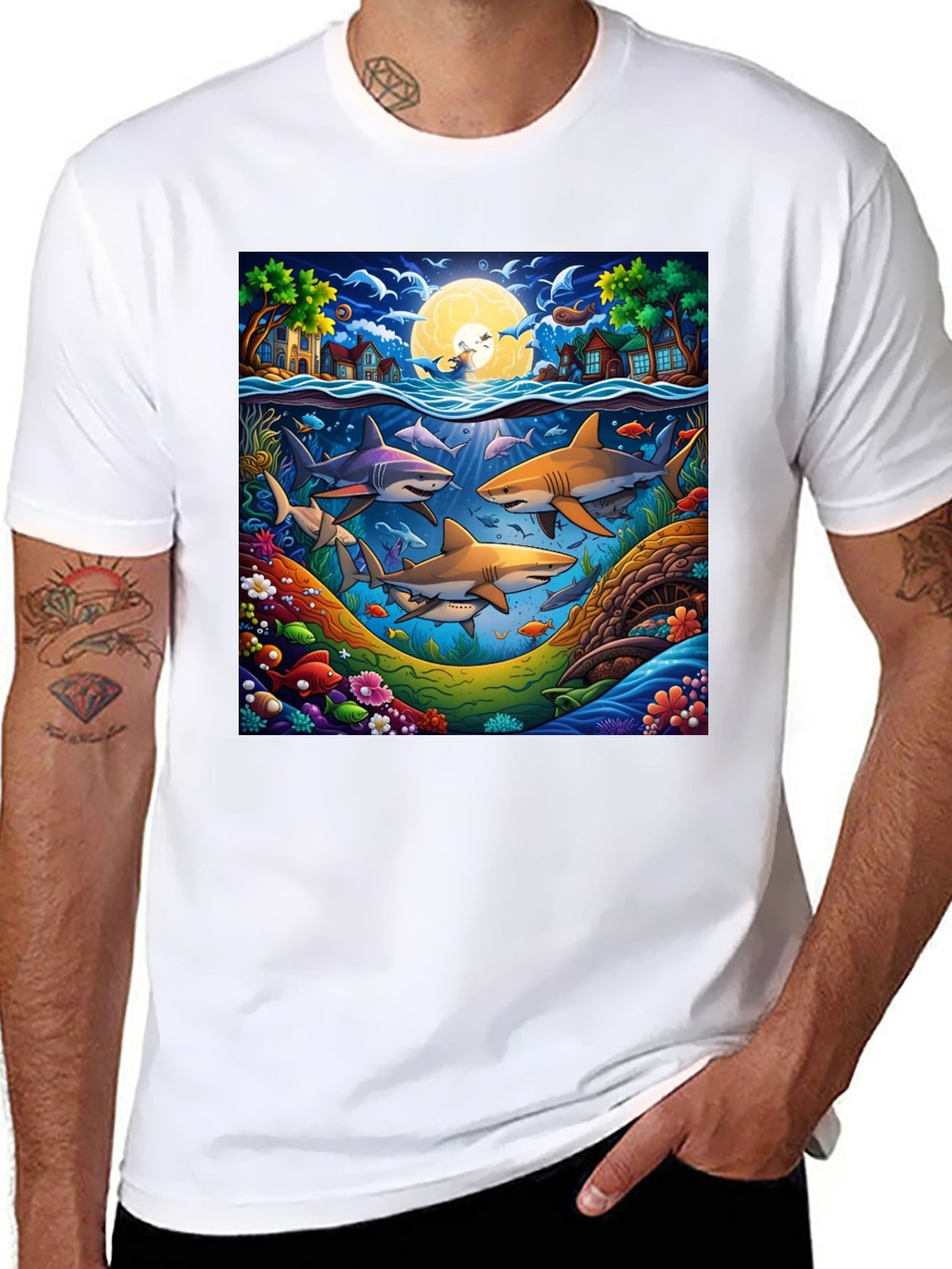 Shark Scene Graphic Tee