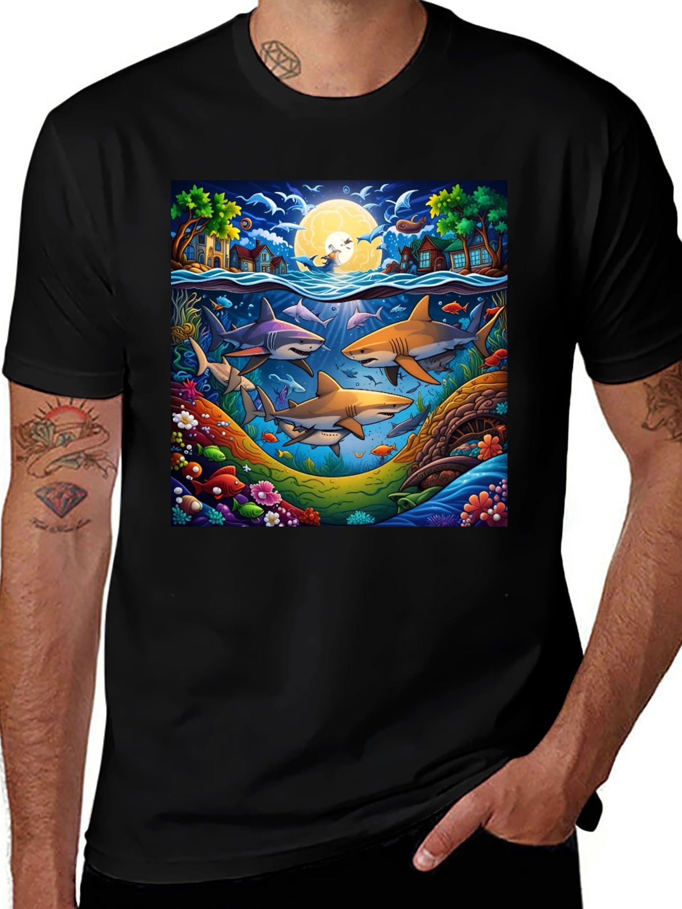 Shark Scene Graphic Tee