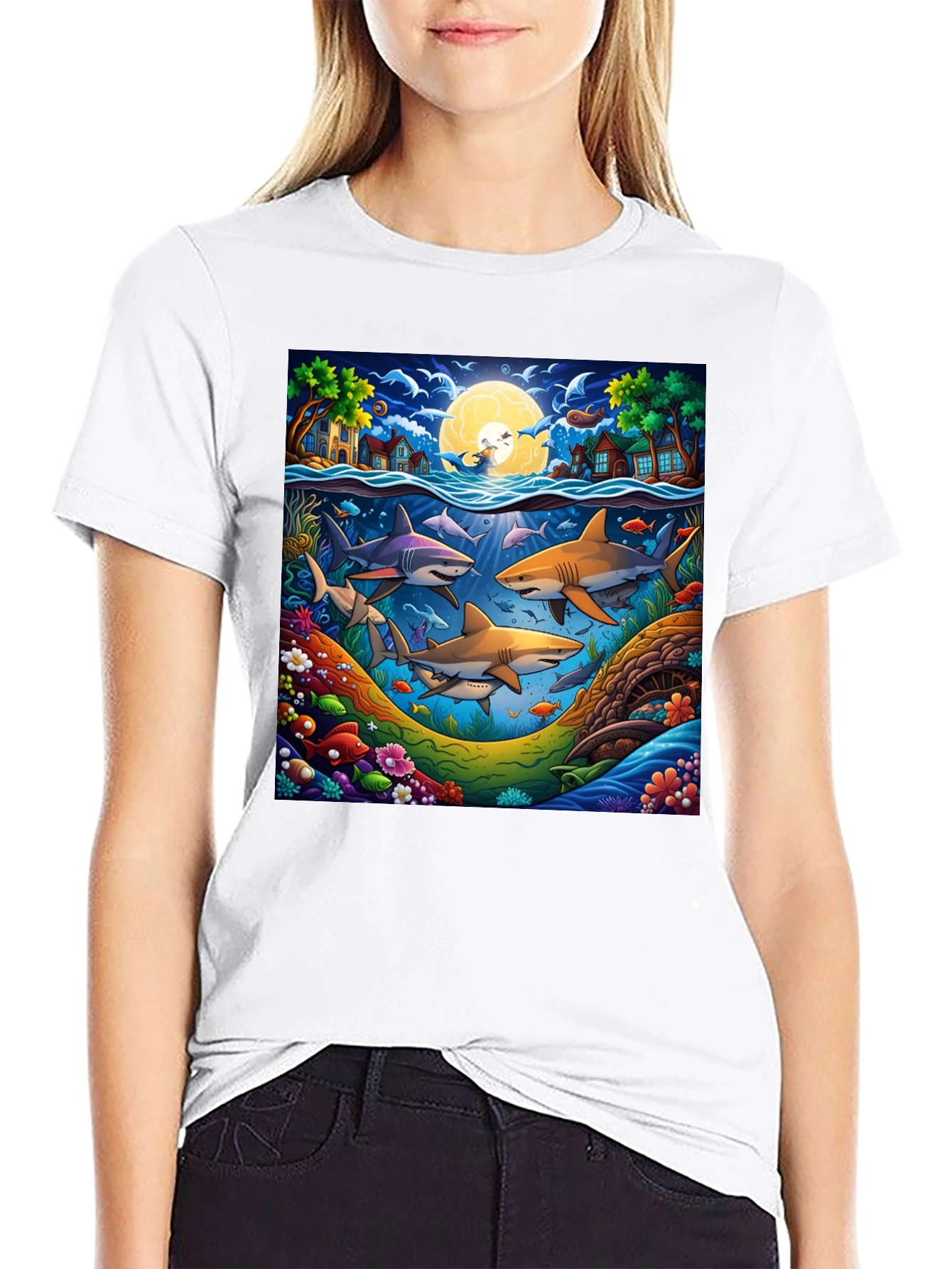 Shark Scene Graphic Tee