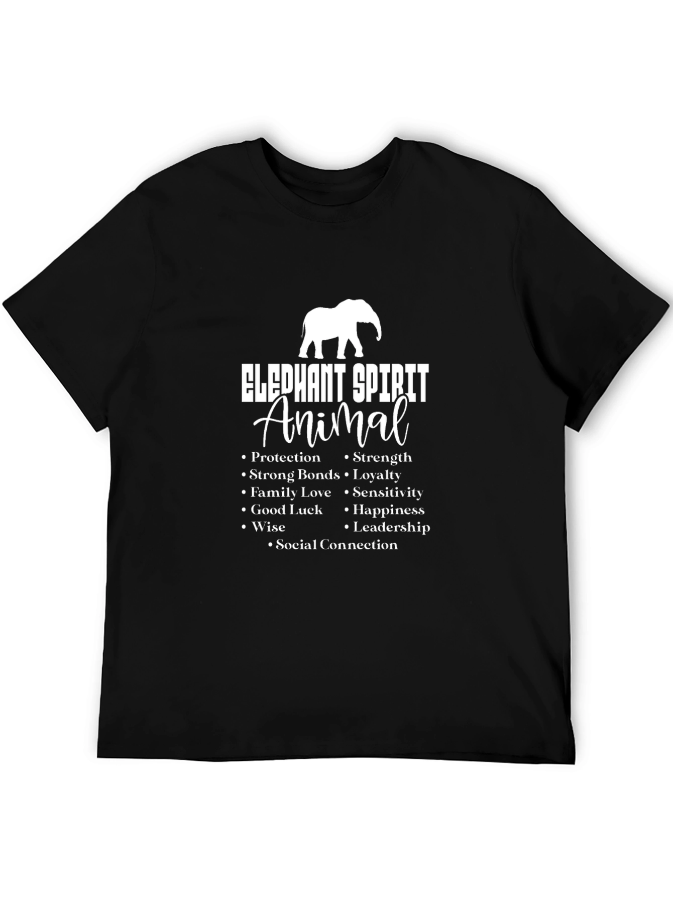 Elephant Spirit Animal Graphic Tee - Black