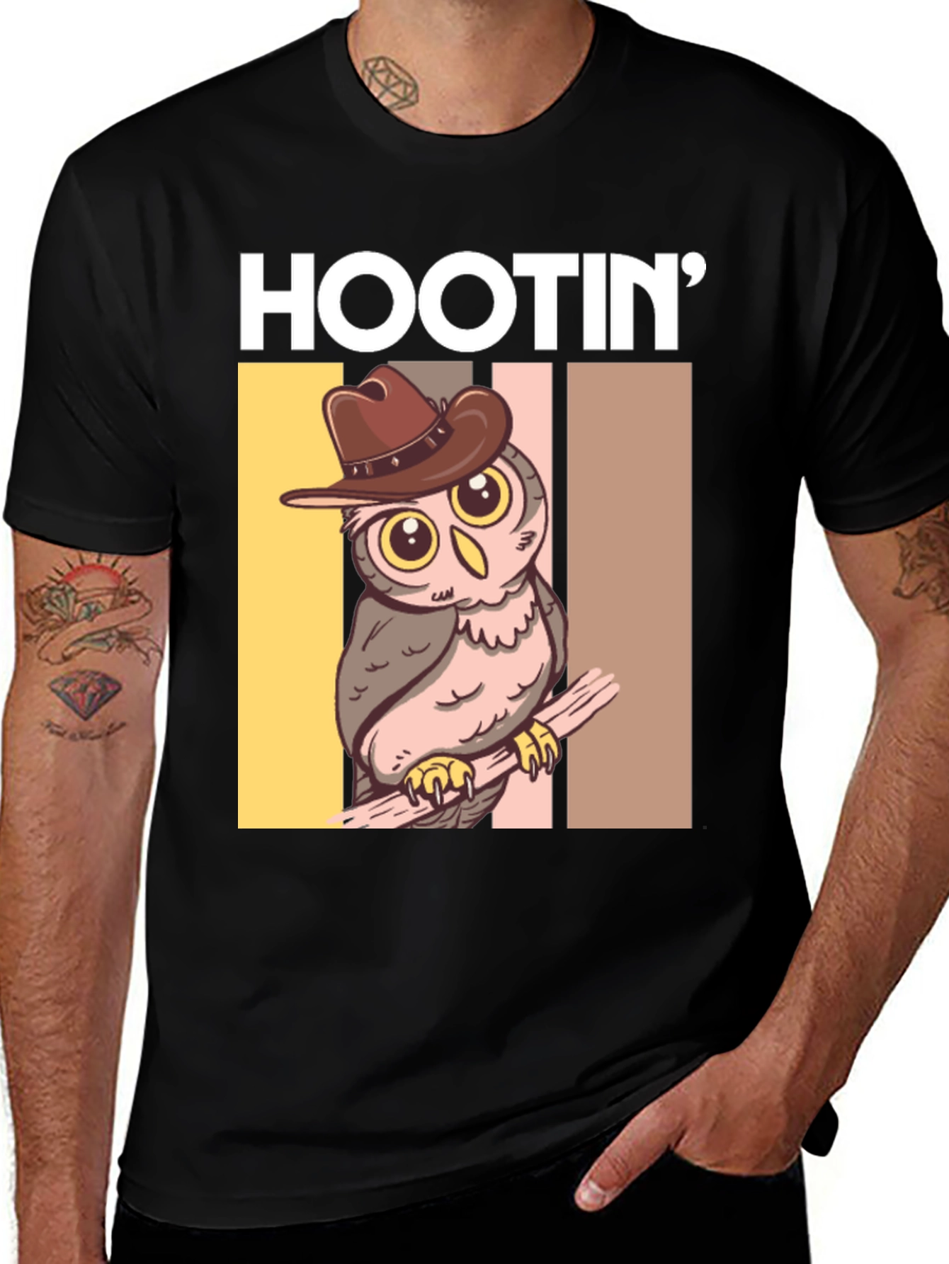 Hootin Cowboy Owl Graphic Tee