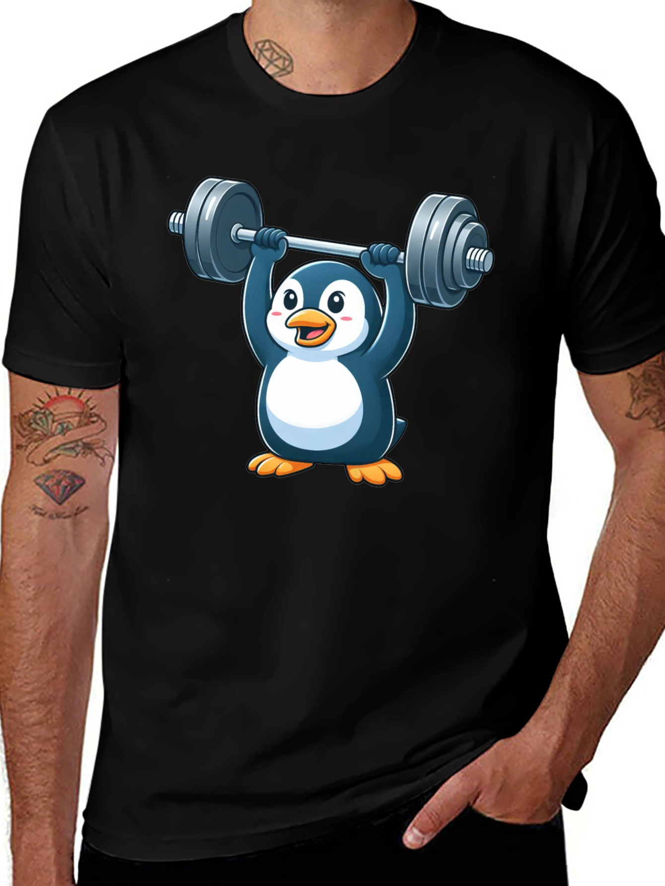 Penguin Powerlifting T-Shirt - Black Cotton Tee