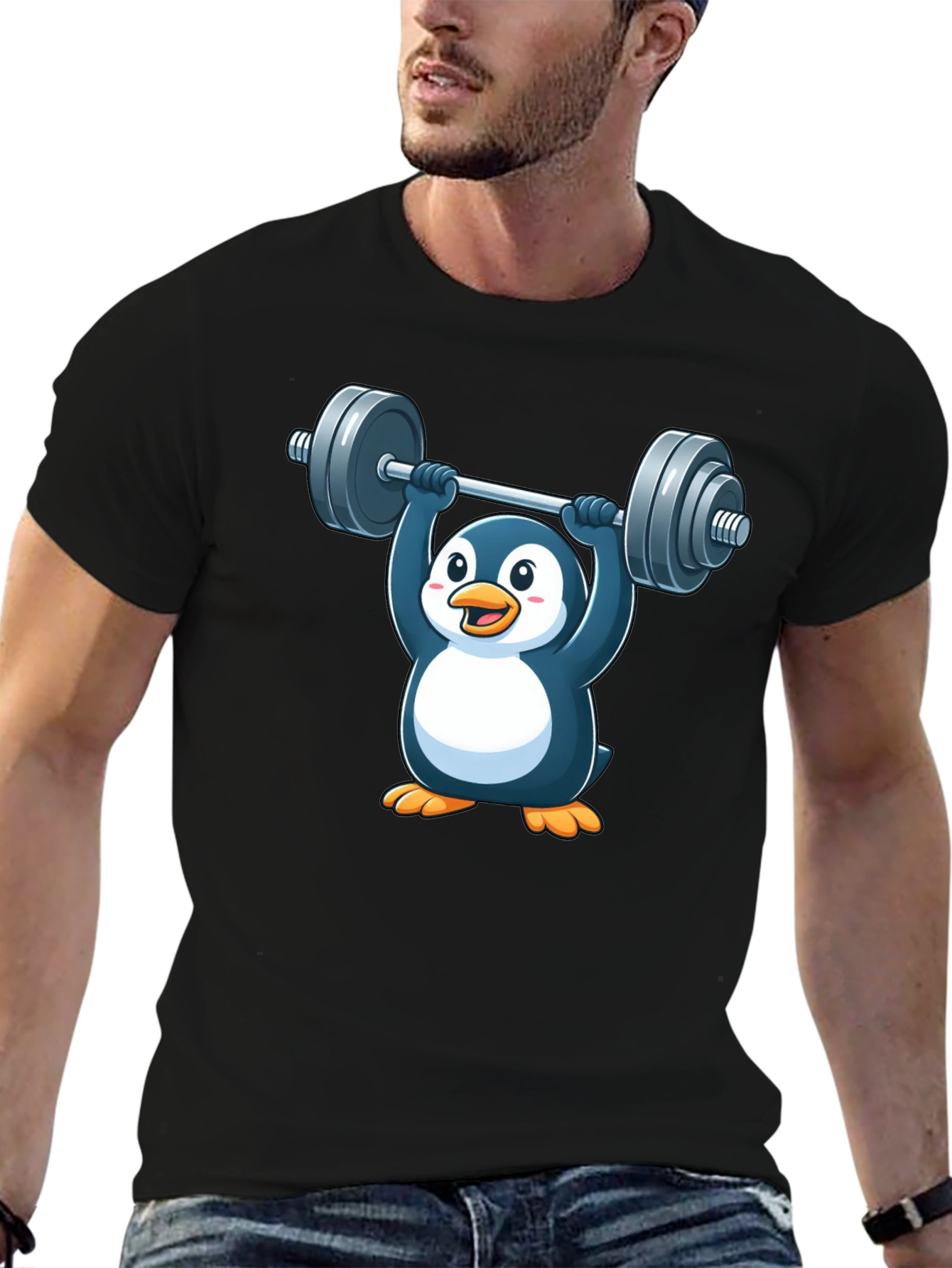 Penguin Powerlifting T-Shirt - Black Cotton Tee