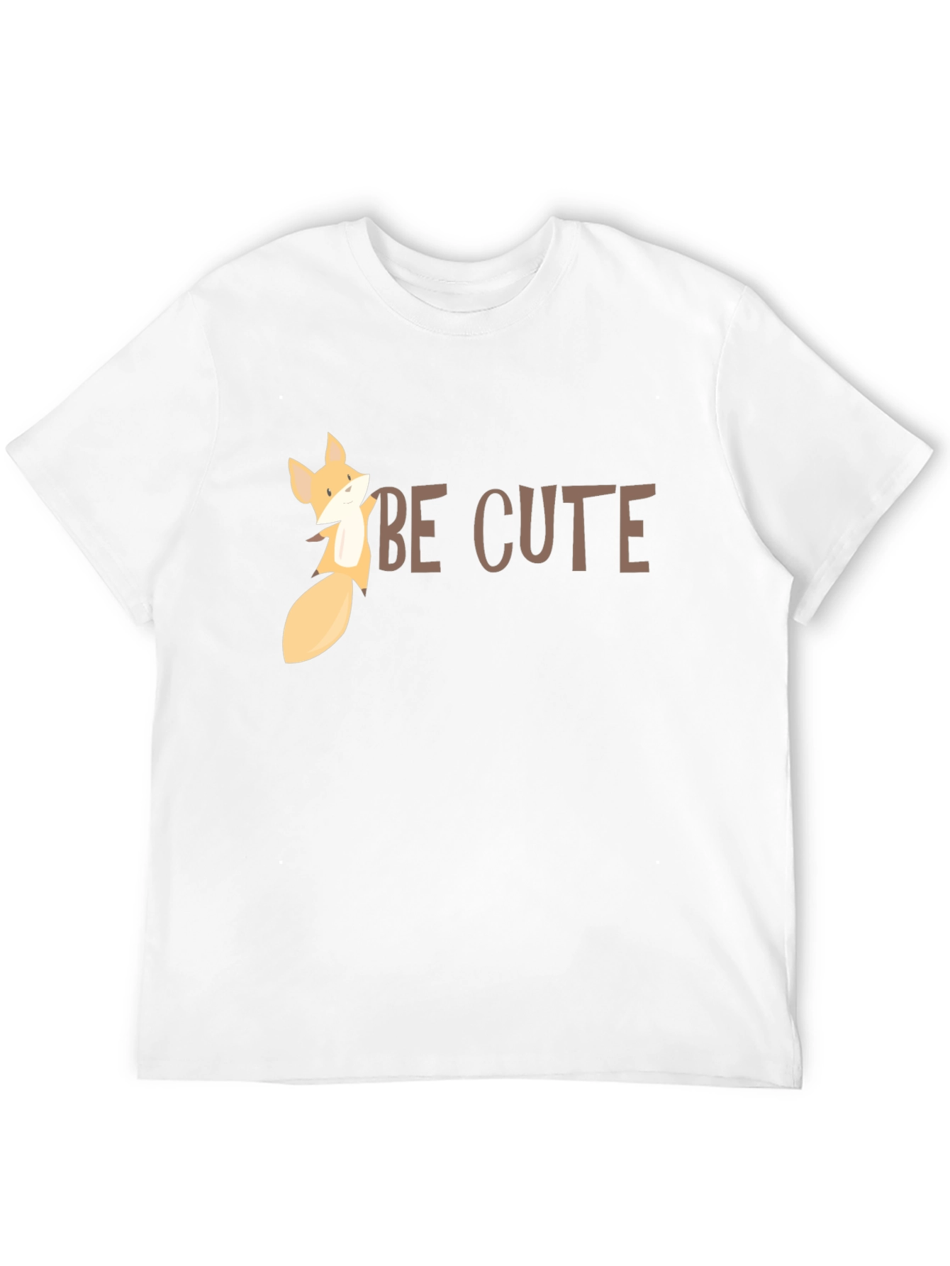 Be Cute Fox Graphic Tee - Black Cotton T-Shirt