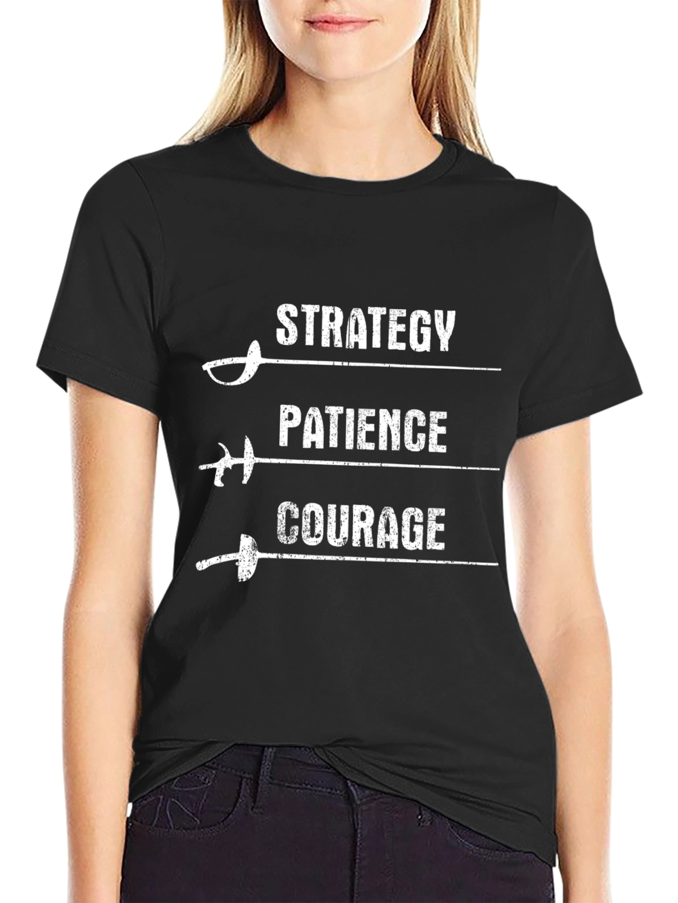 Strategy Patience Courage Fencing T-Shirt