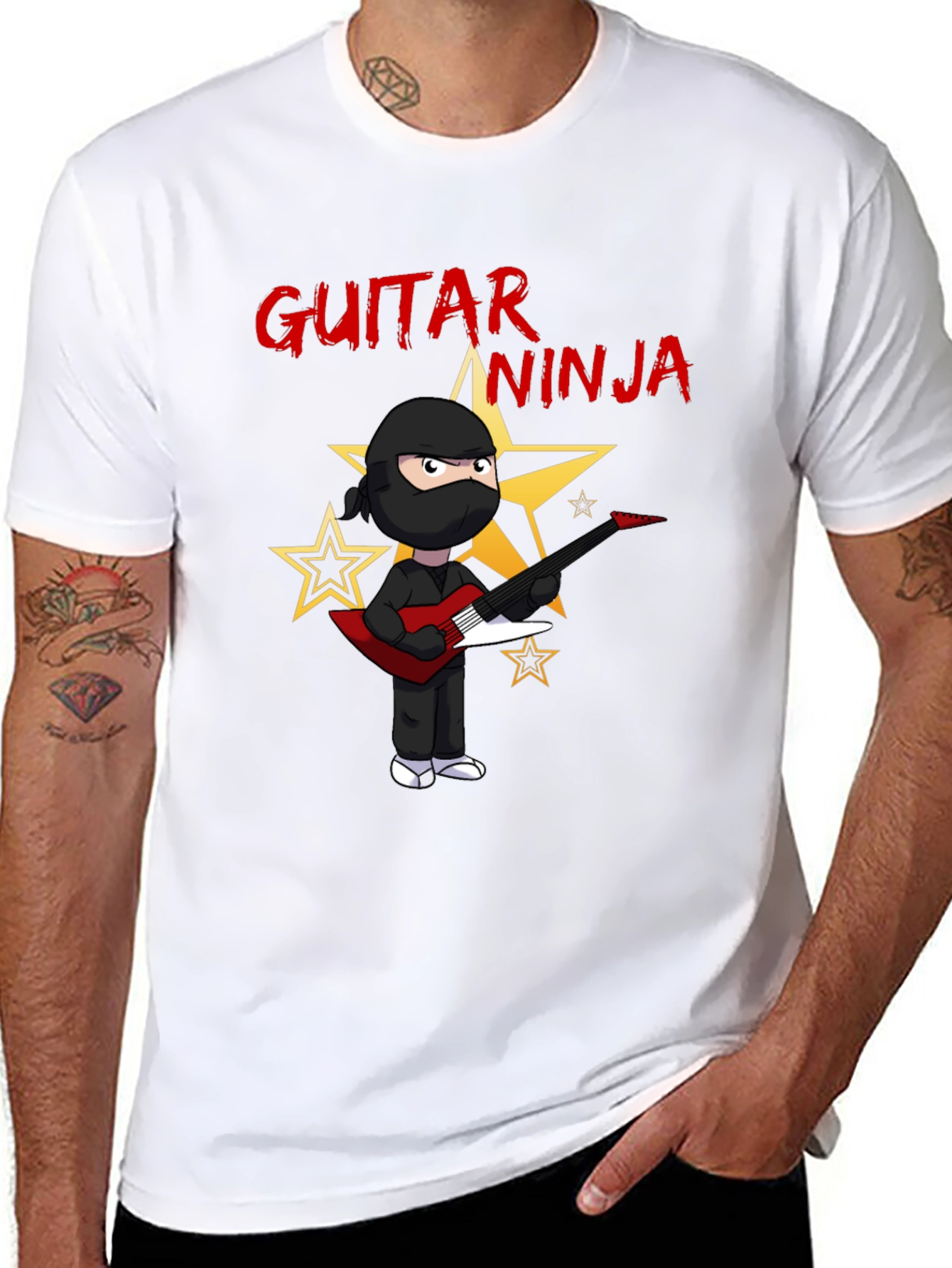 Guitar Ninja Black Graphic T-Shirt
