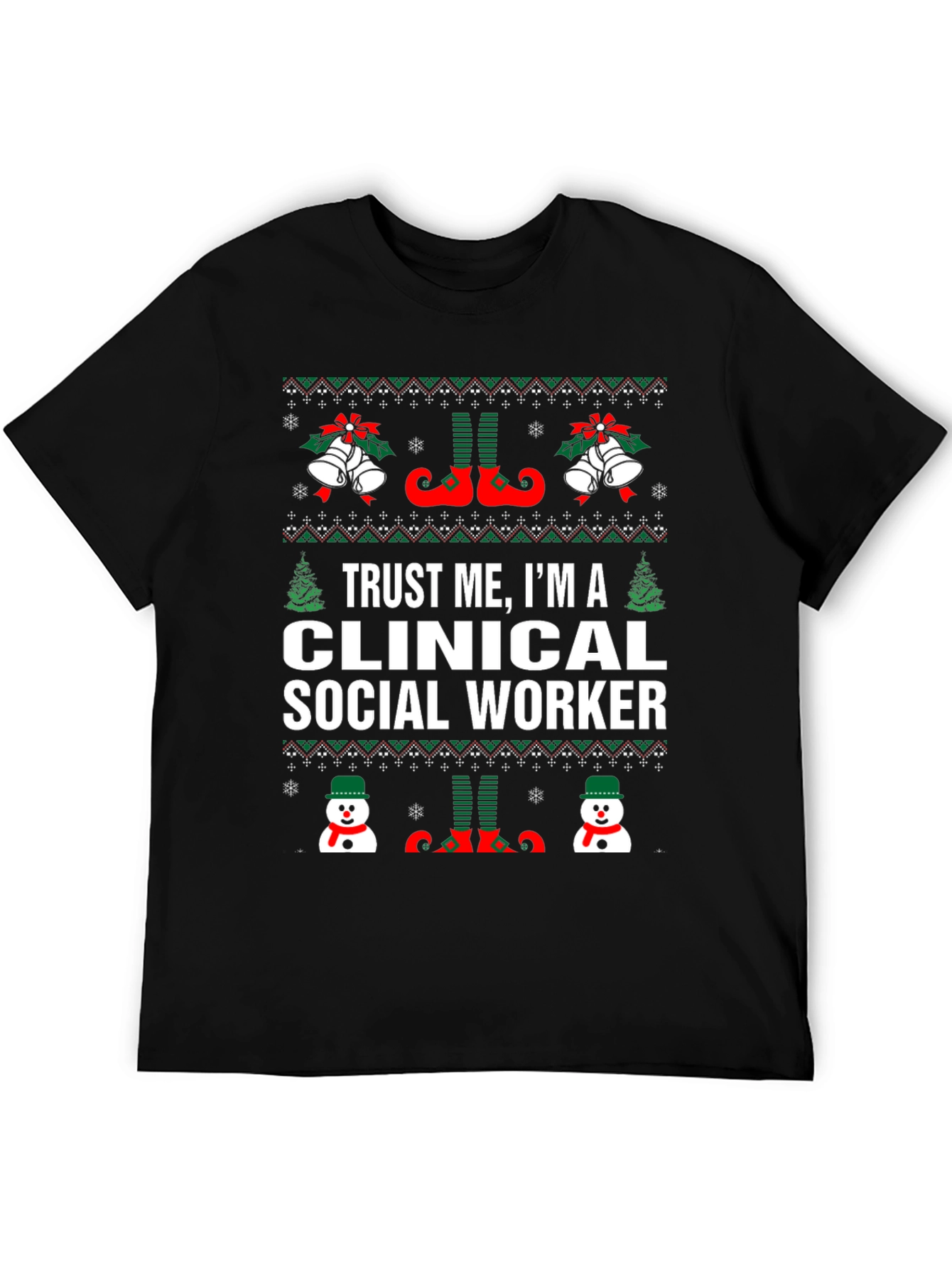 Clinical Social Worker Ugly Christmas T-Shirt