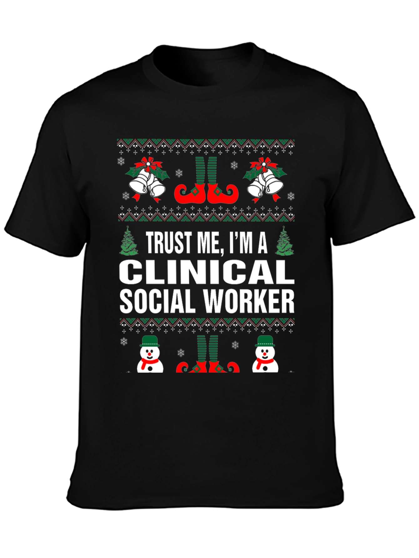 Clinical Social Worker Ugly Christmas T-Shirt