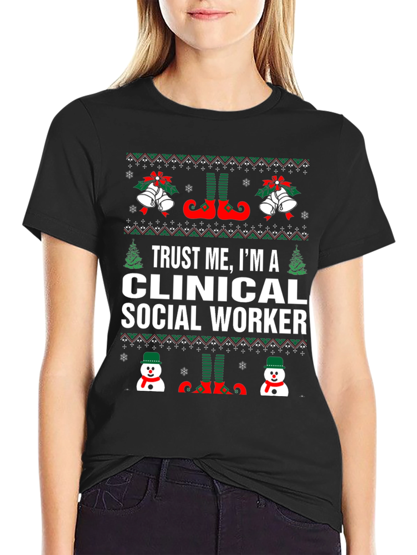 Clinical Social Worker Ugly Christmas T-Shirt