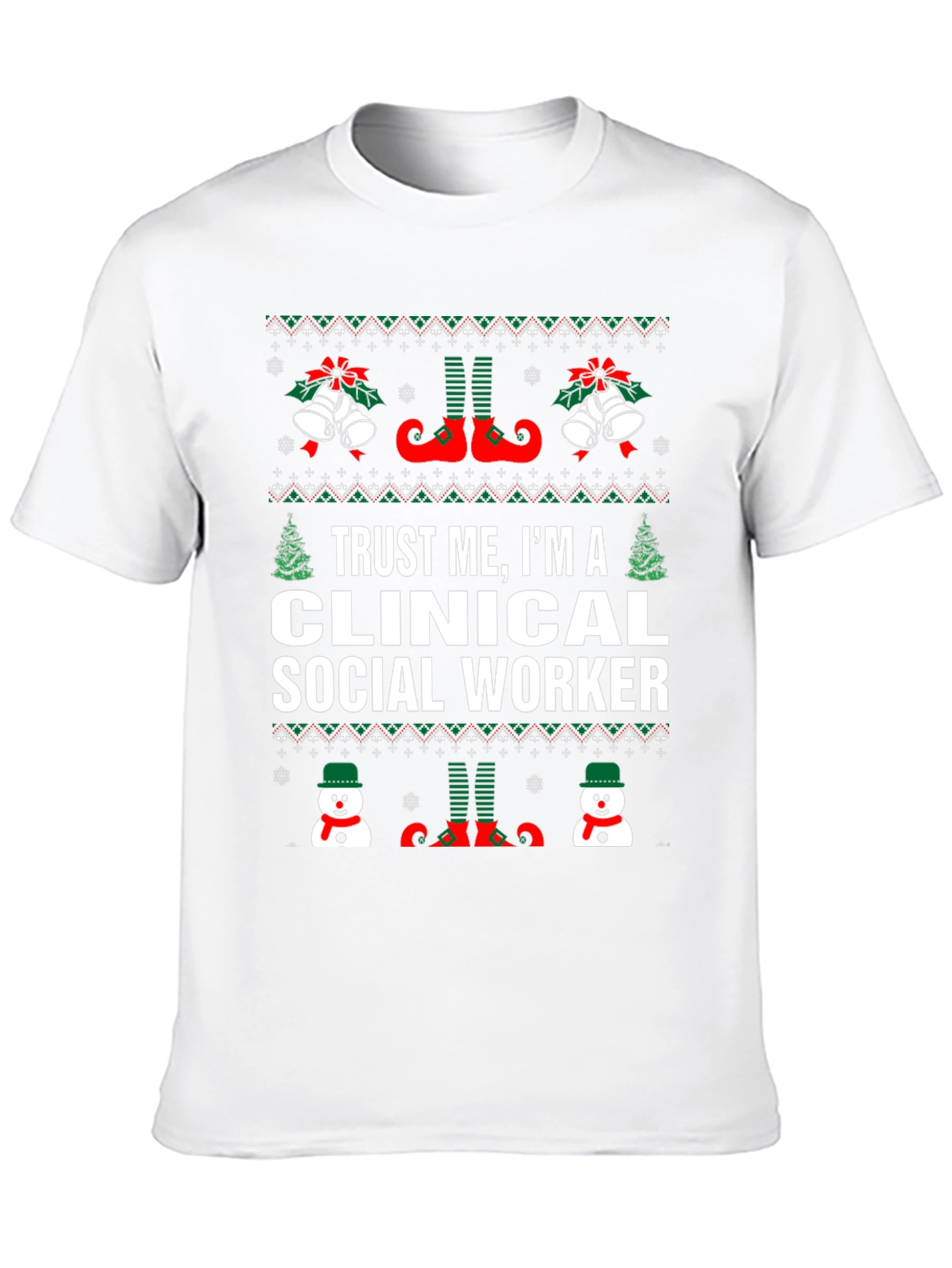 Clinical Social Worker Ugly Christmas T-Shirt