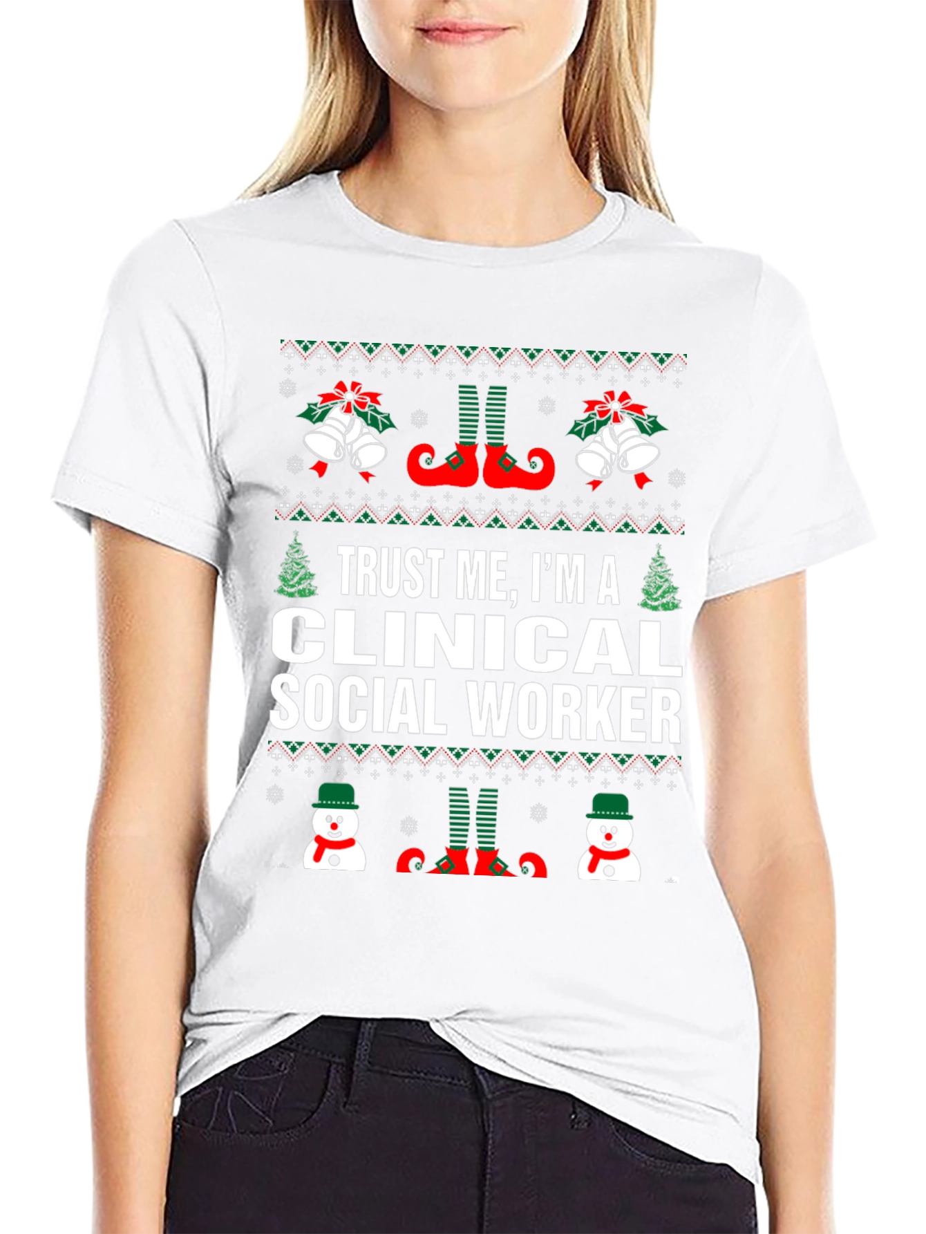 Clinical Social Worker Ugly Christmas T-Shirt