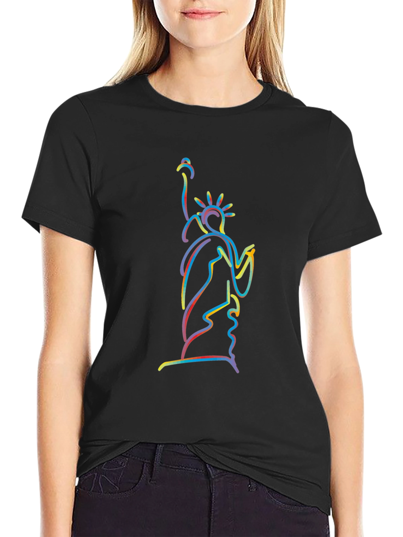 Statue of Liberty Outline Black Graphic Tee