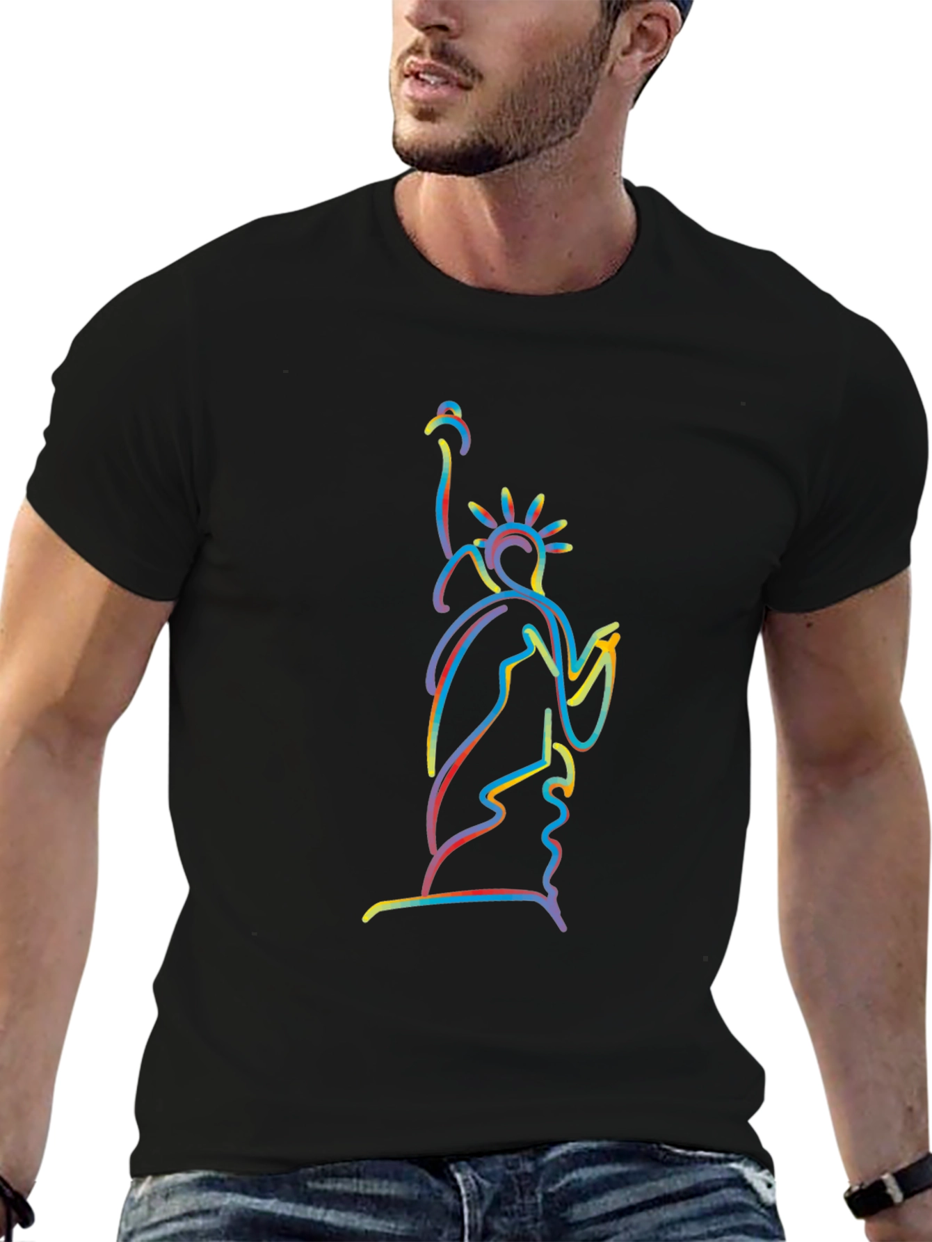 Statue of Liberty Outline Black Graphic Tee