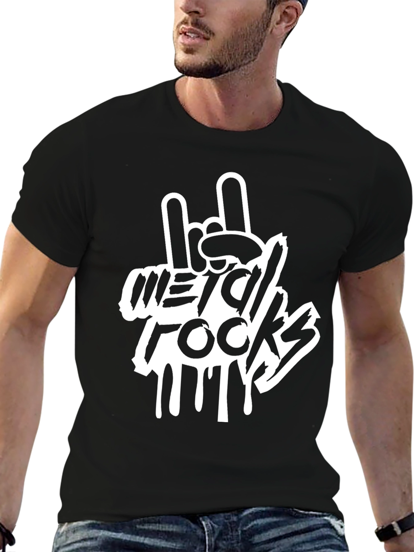 Metal Rocks T-Shirt - Rock On Hand Gesture