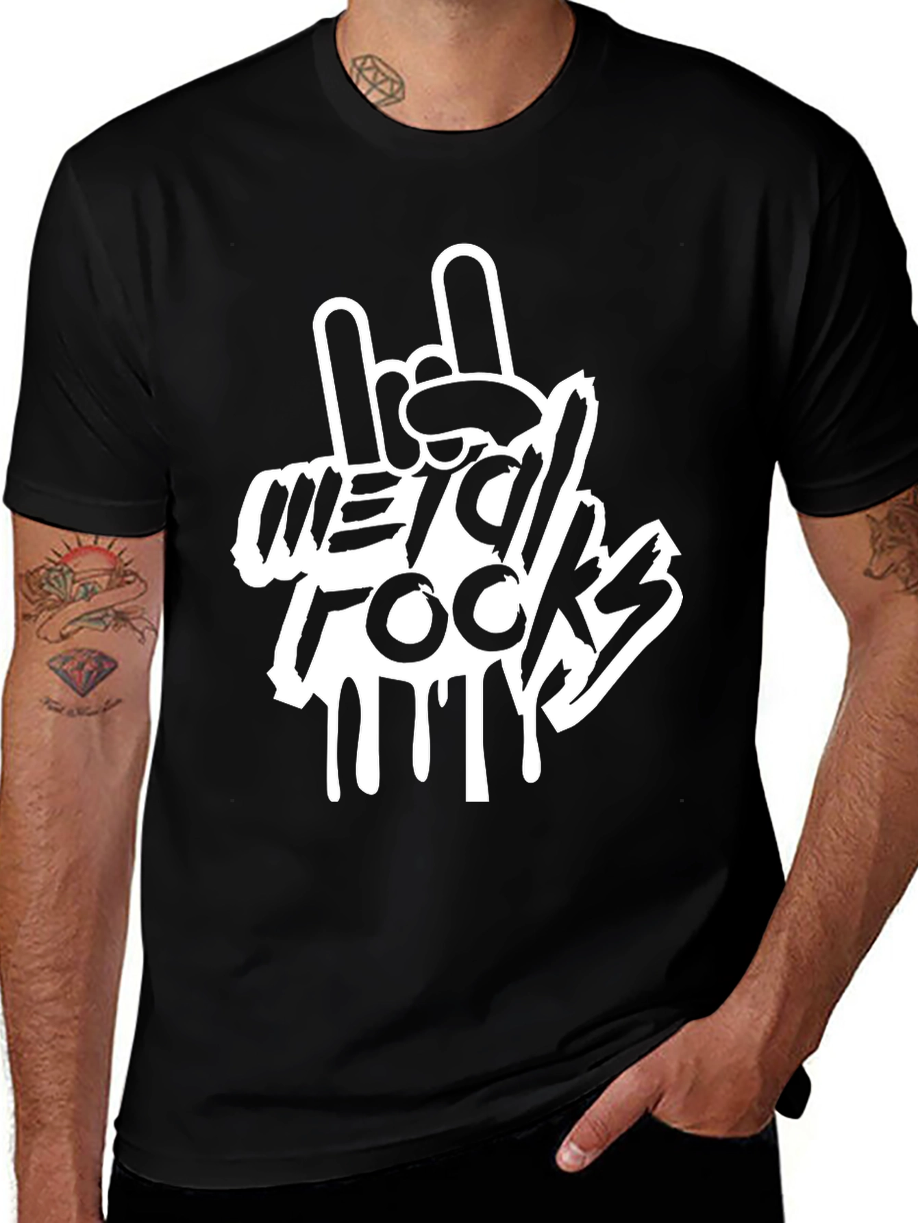 Metal Rocks T-Shirt - Rock On Hand Gesture