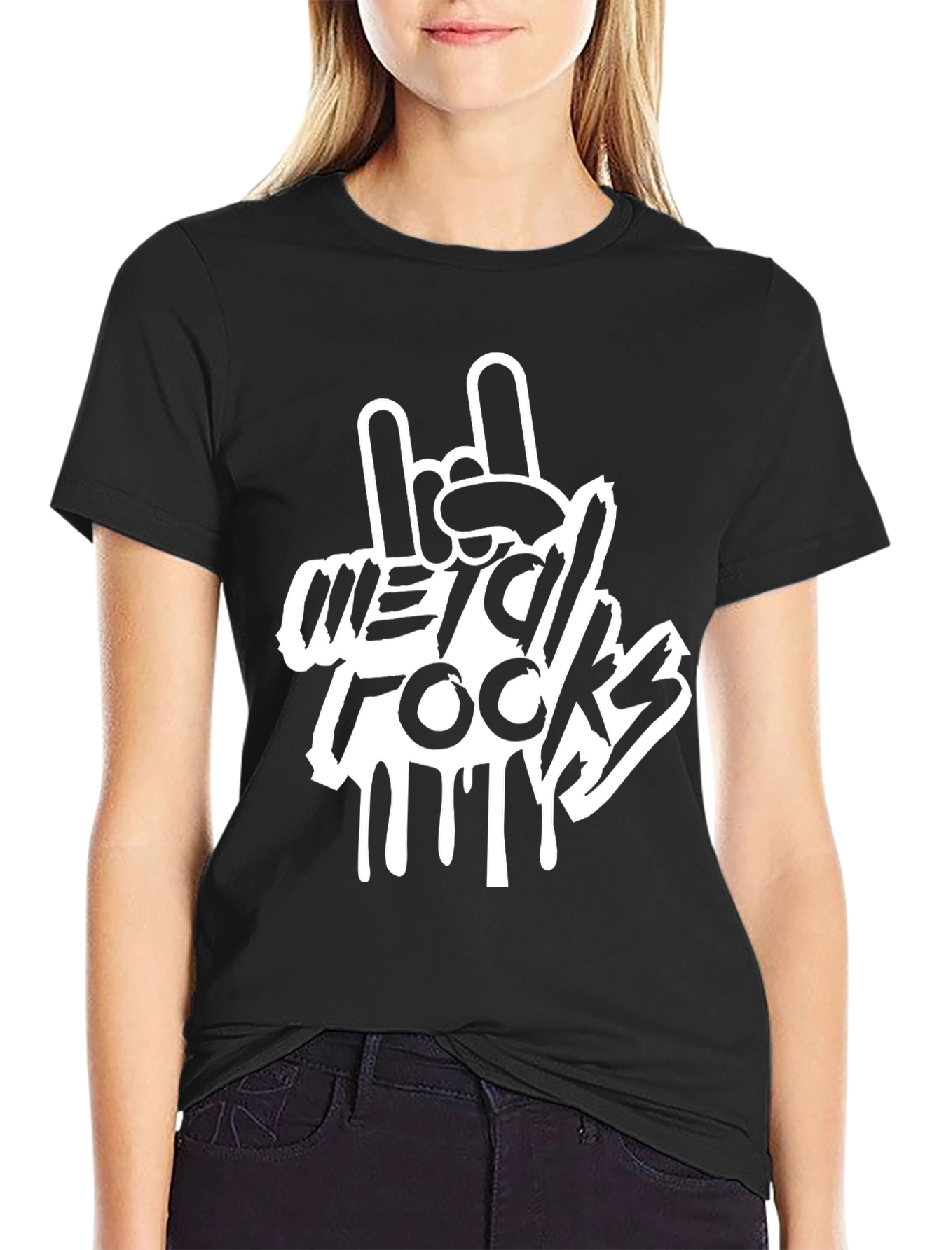 Metal Rocks T-Shirt - Rock On Hand Gesture