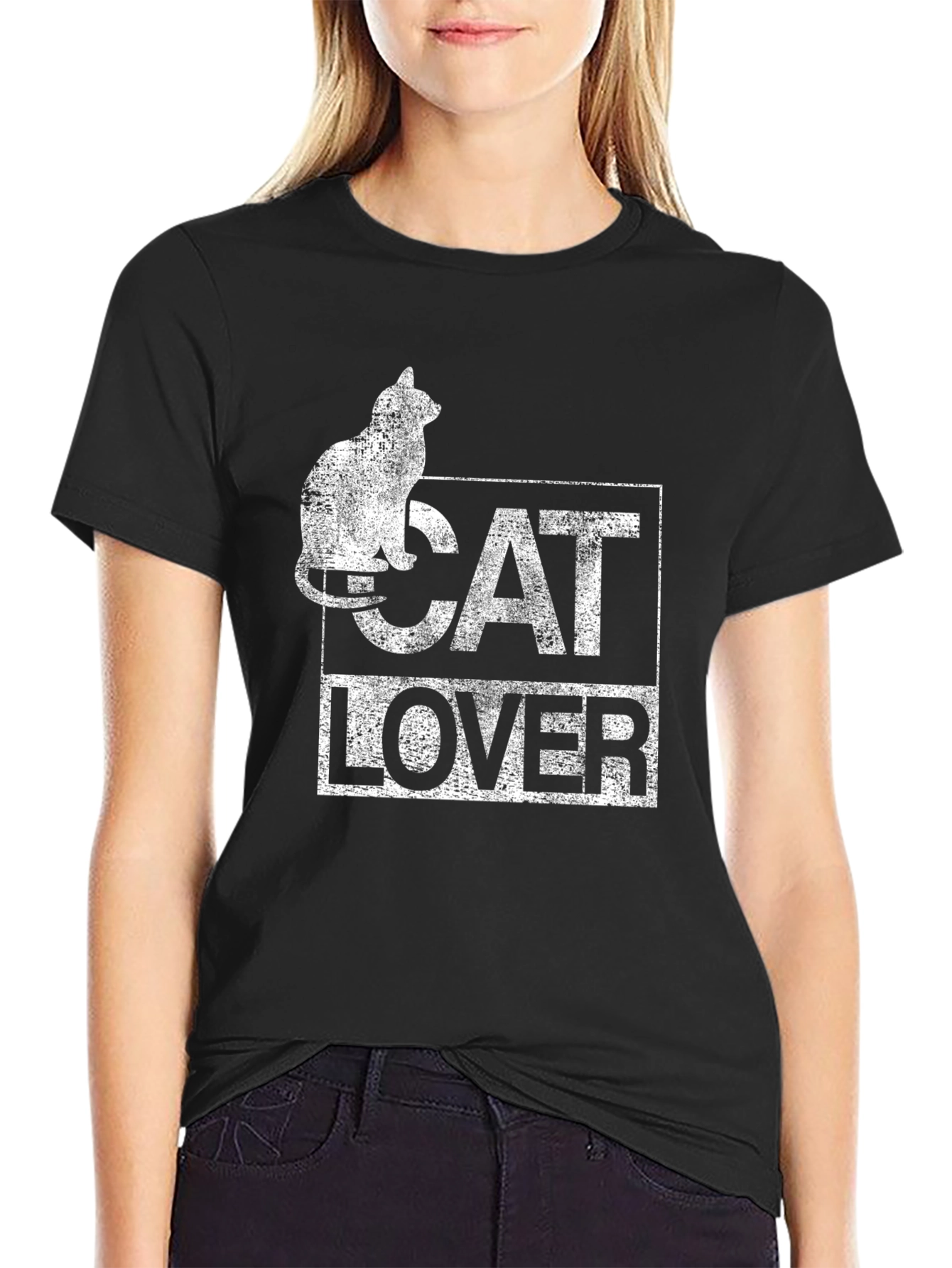 Cat Lover Graphic T-Shirt - Black Cotton Tee