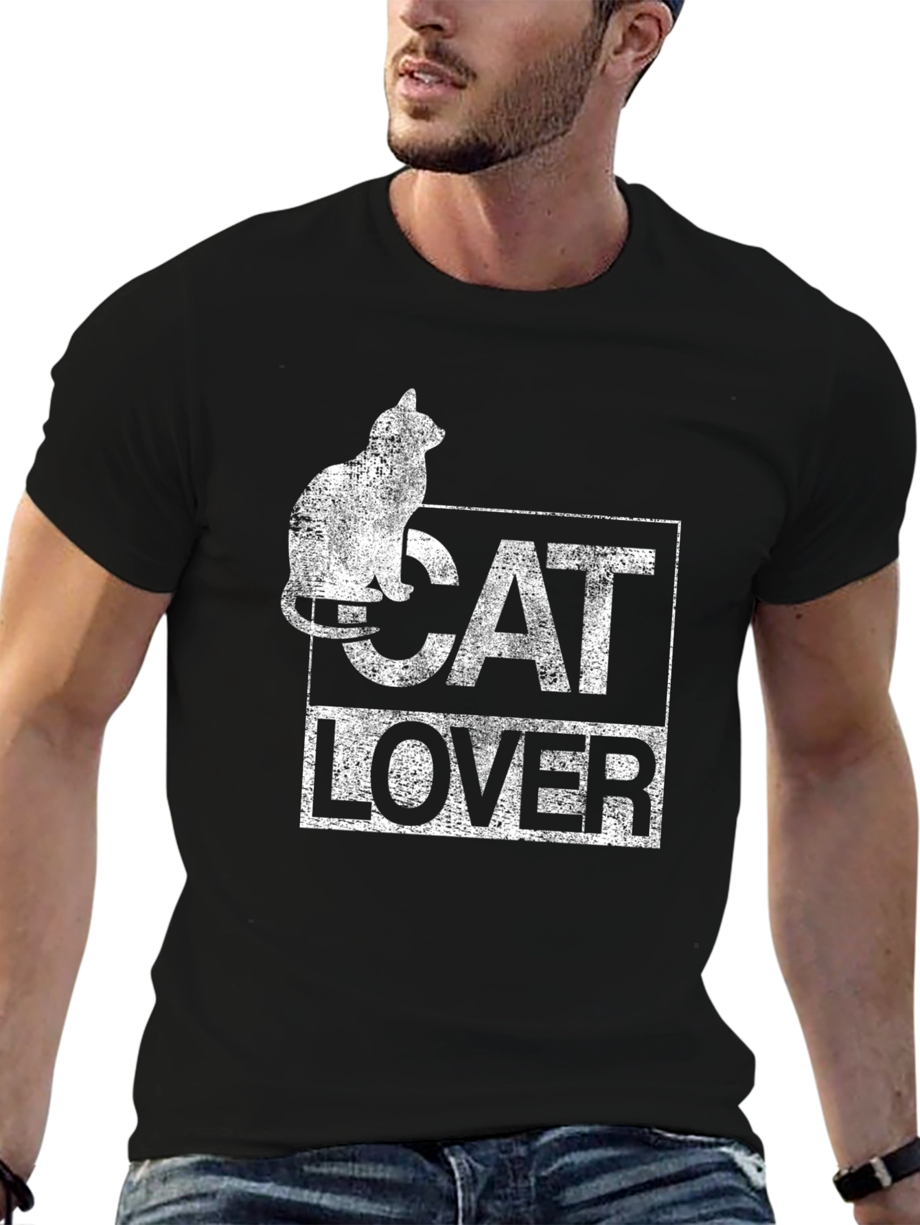 Cat Lover Graphic T-Shirt - Black Cotton Tee