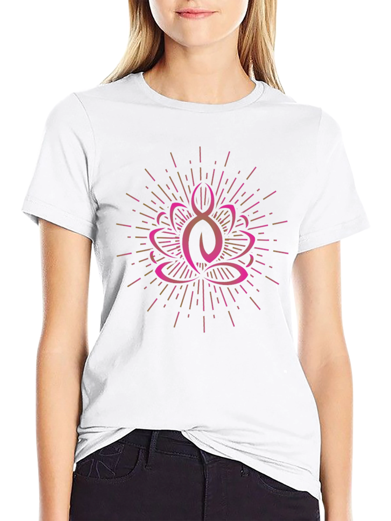 Yoga Lotus Graphic Tee - Black Cotton Blend