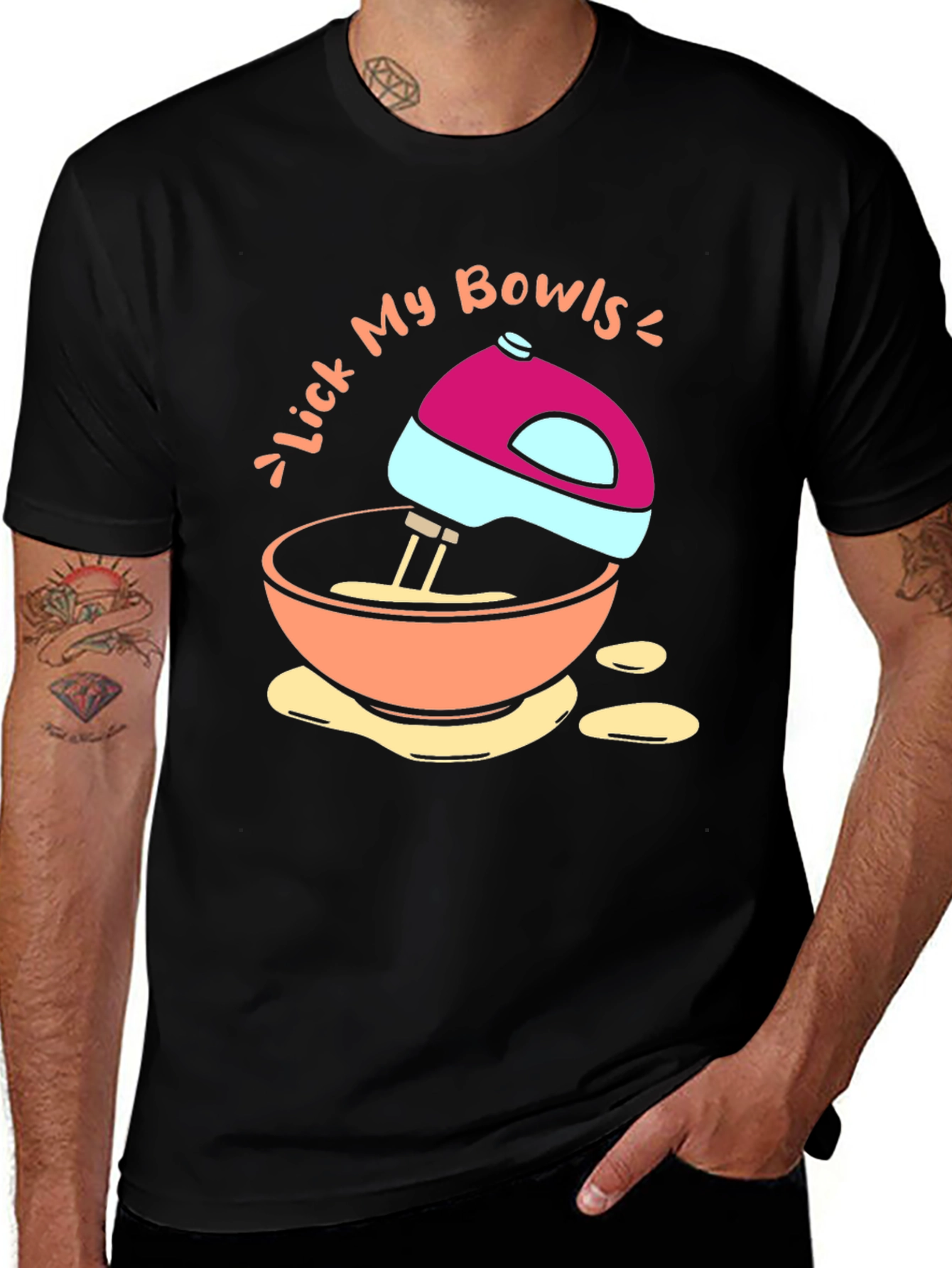 Lick My Bowls Graphic T-Shirt - Funny Baking Tee