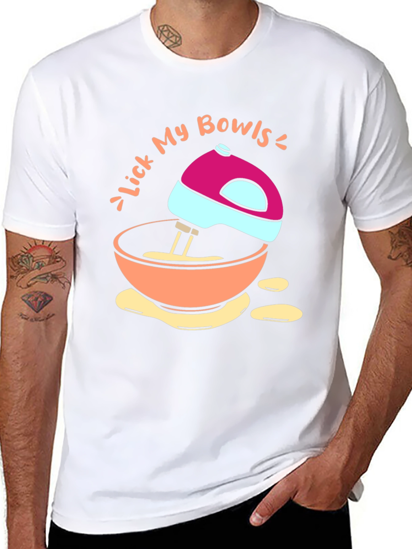 Lick My Bowls Graphic T-Shirt - Funny Baking Tee