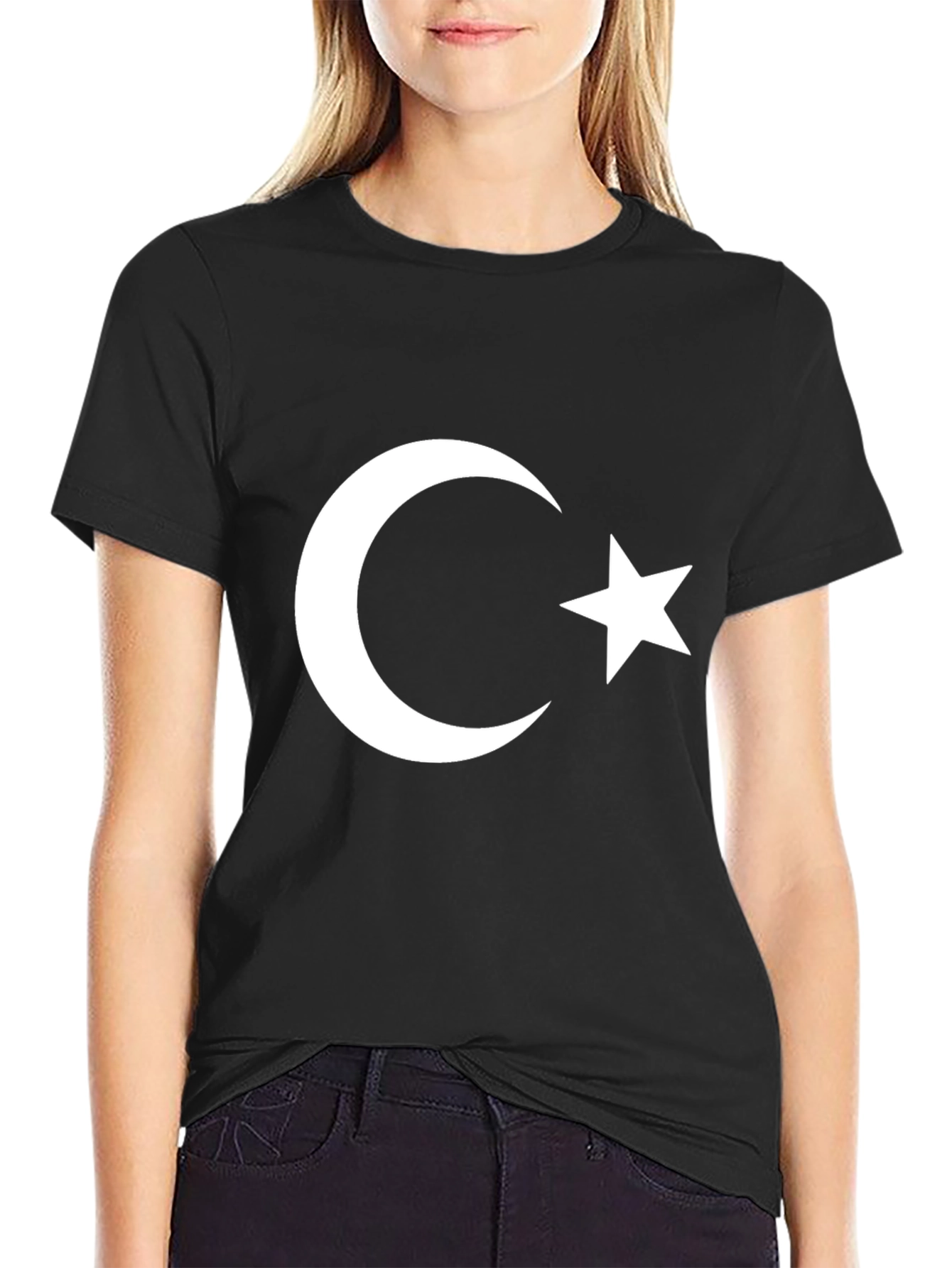 Turkish Flag Graphic Print Black T-Shirt