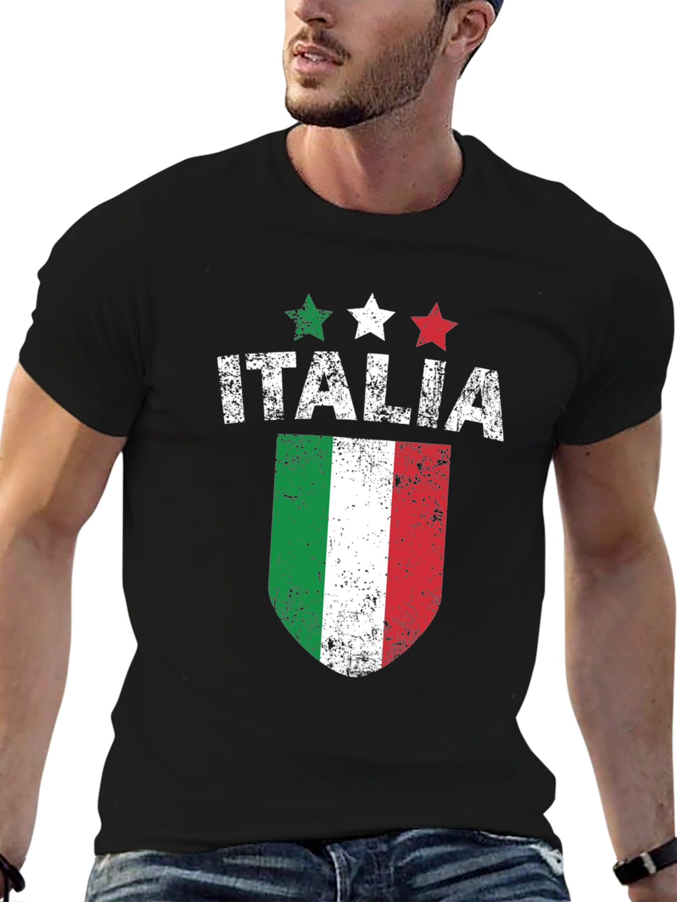 Italia Flag Graphic T-Shirt - Mens Crew Neck Tee