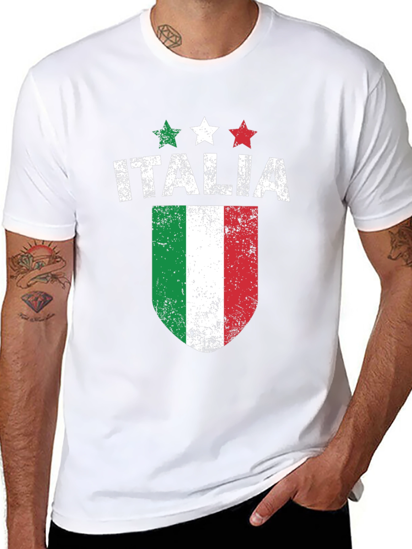 Italia Flag Graphic T-Shirt - Mens Crew Neck Tee