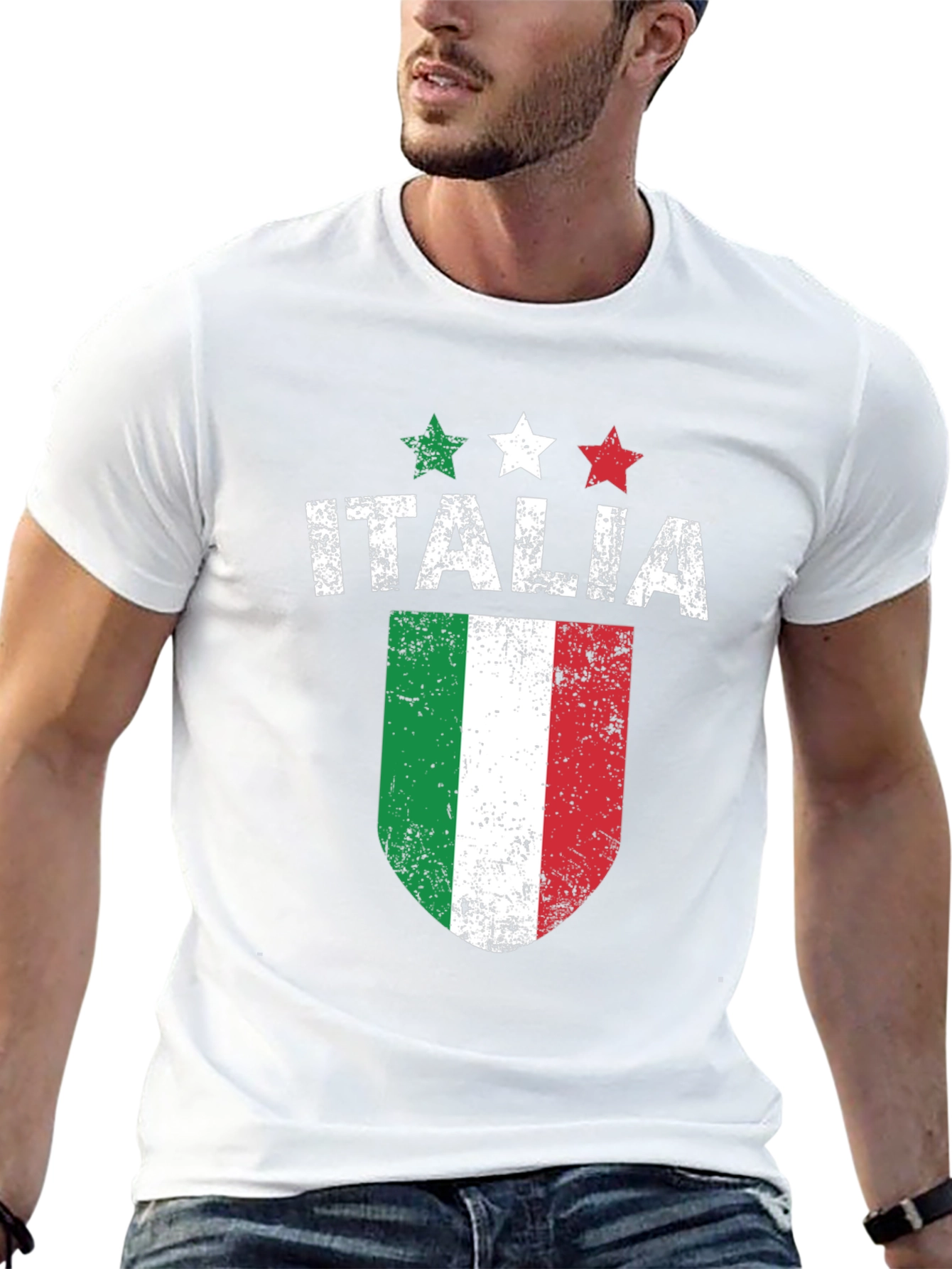 Italia Flag Graphic T-Shirt - Mens Crew Neck Tee