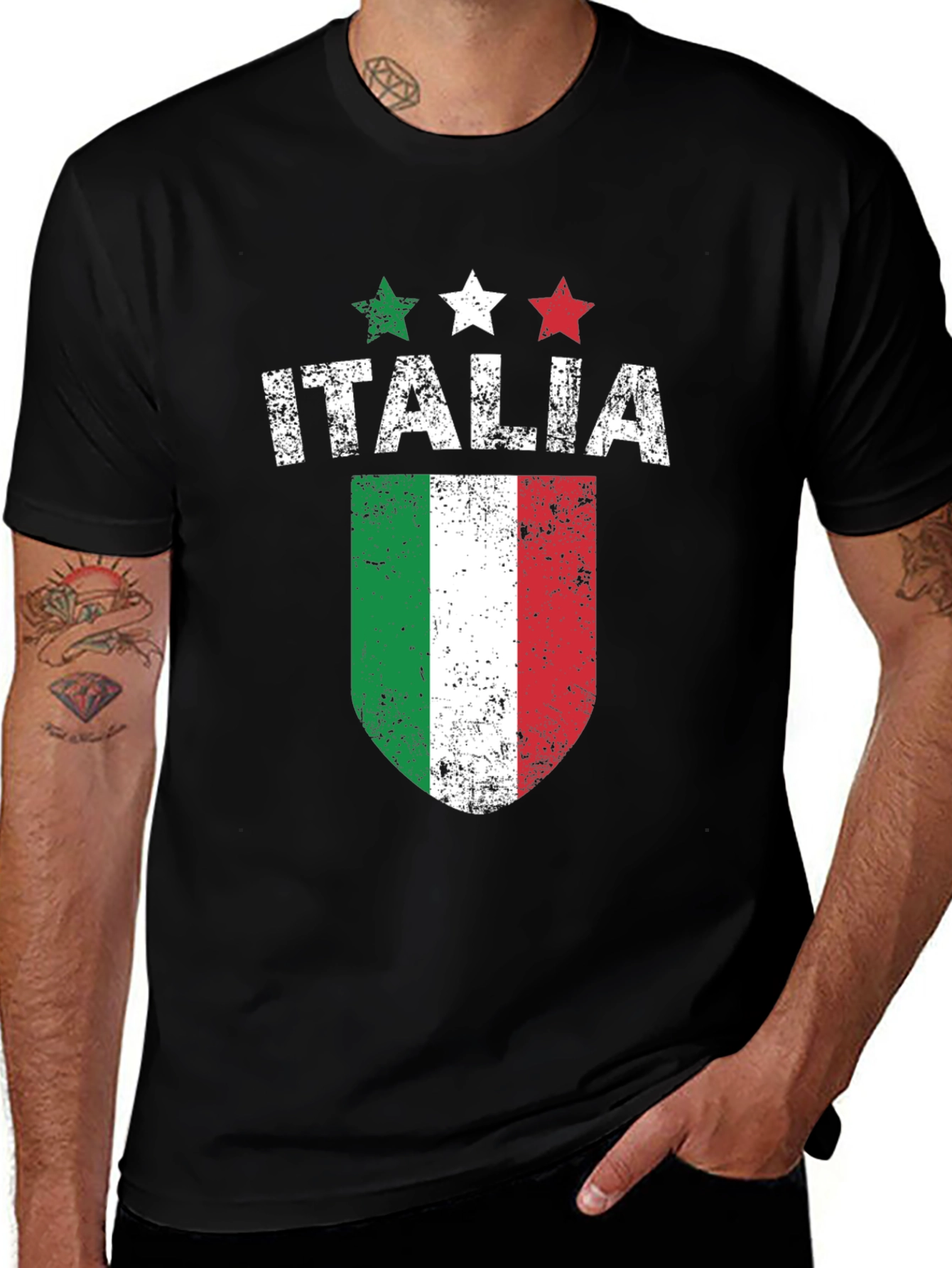 Italia Flag Graphic T-Shirt - Mens Crew Neck Tee