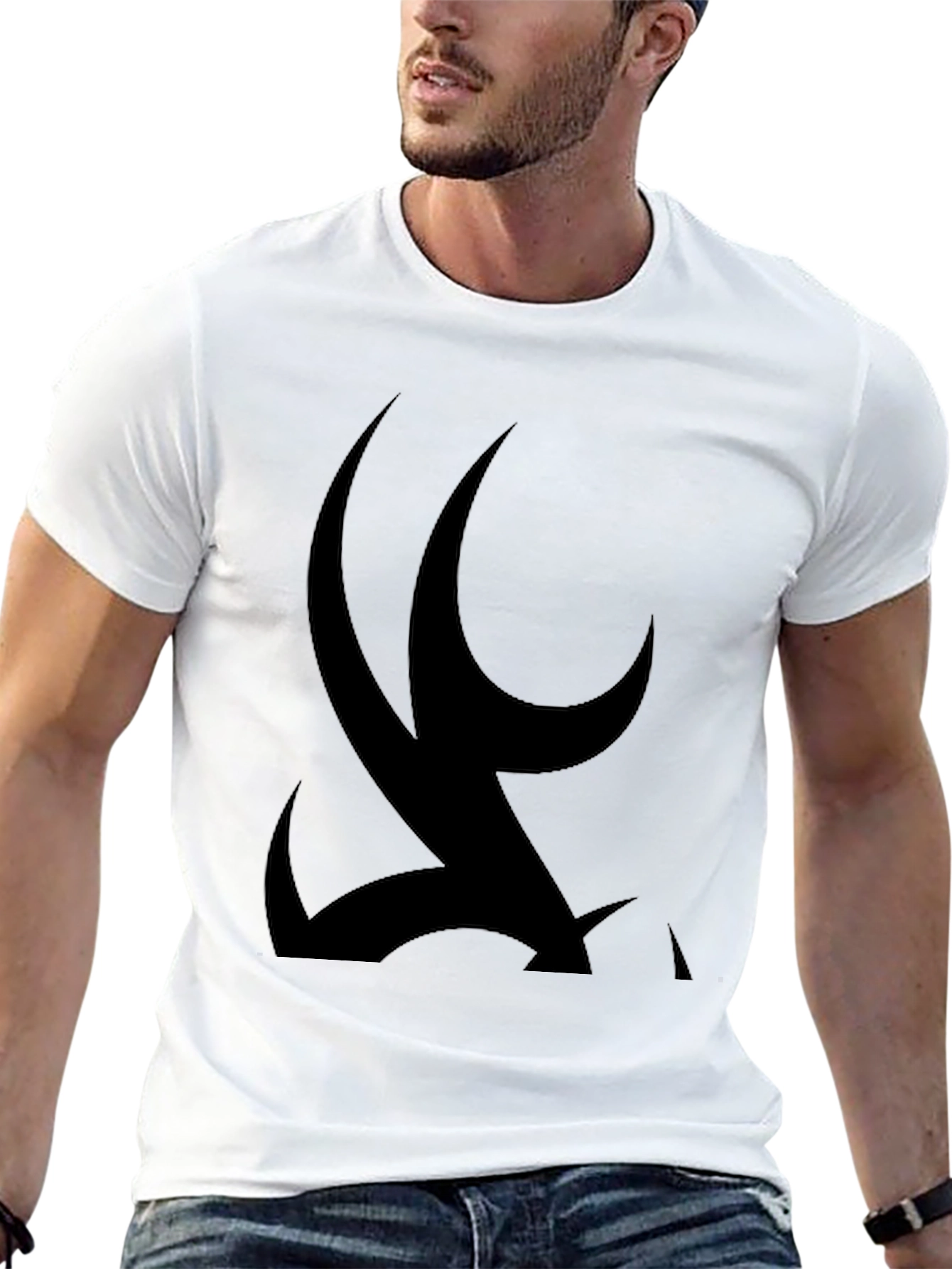 Mens Black Graphic Tee - Tribal Design