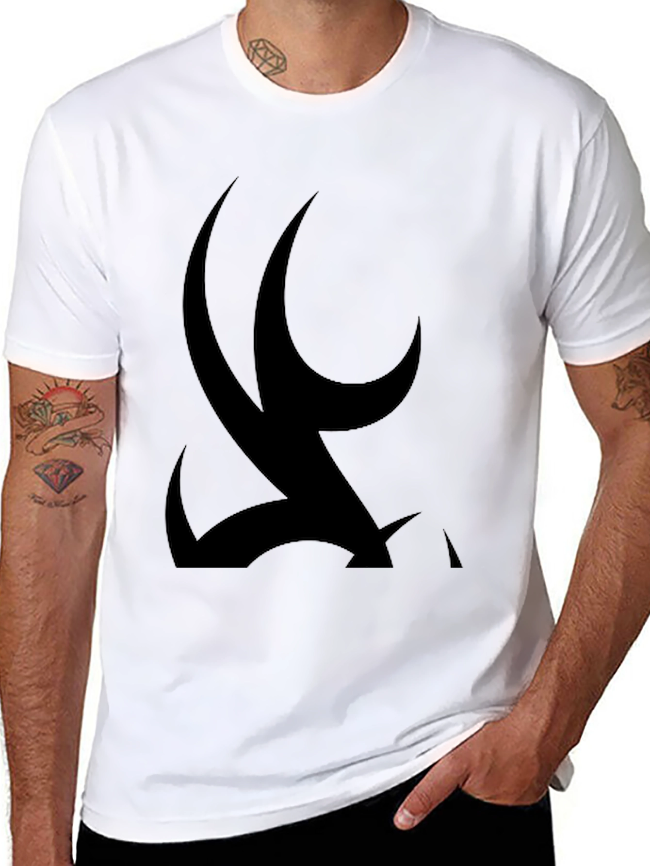 Mens Black Graphic Tee - Tribal Design