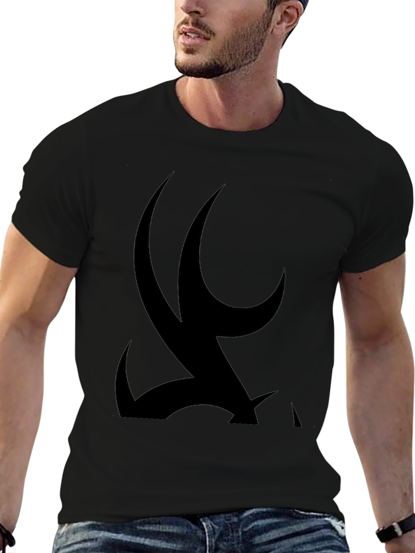Mens Black Graphic Tee - Tribal Design
