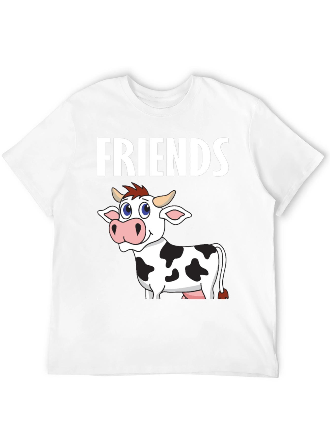 Cow Friends Graphic Tee -  Black Crew Neck T-Shirt