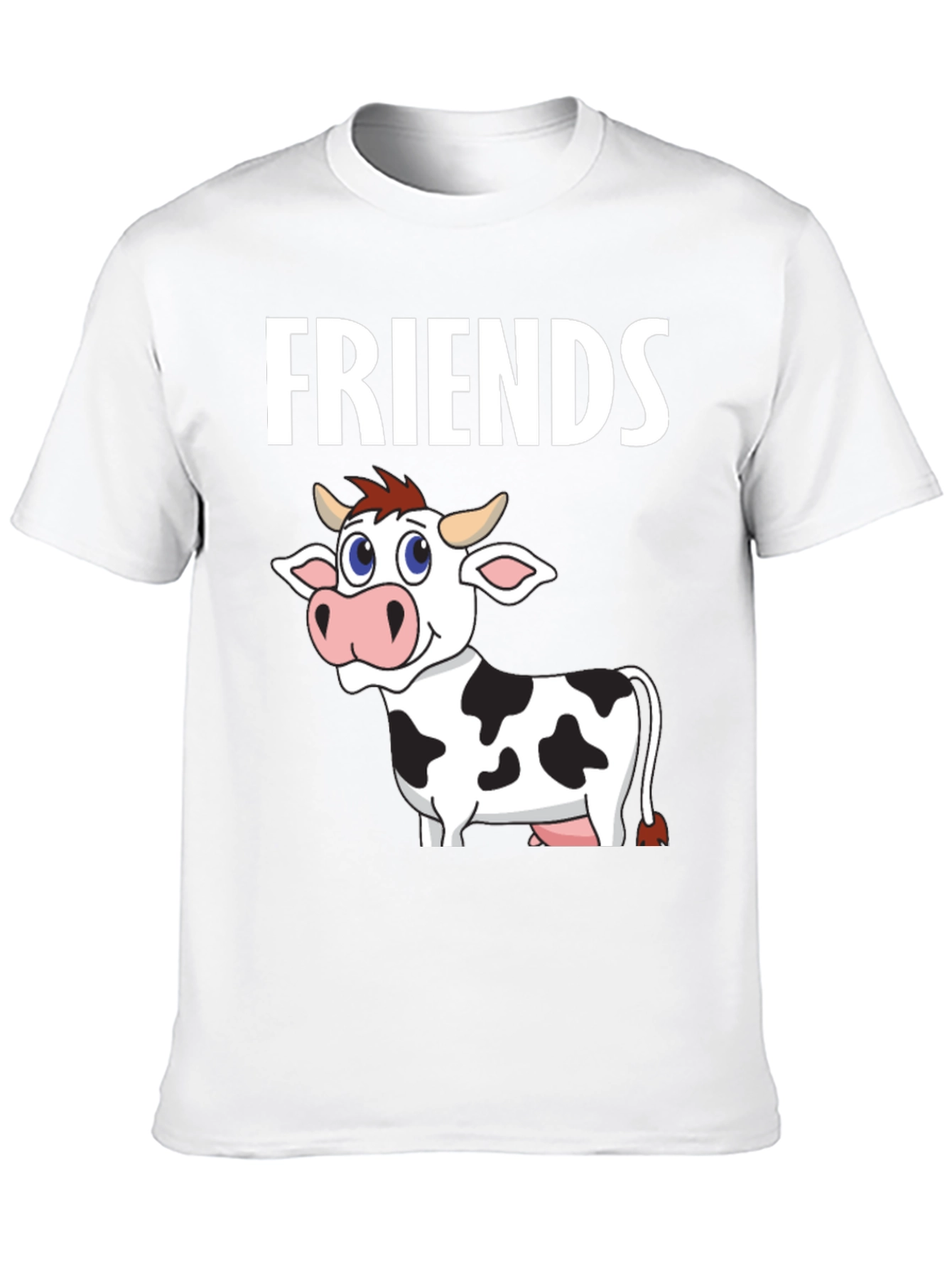 Cow Friends Graphic Tee -  Black Crew Neck T-Shirt