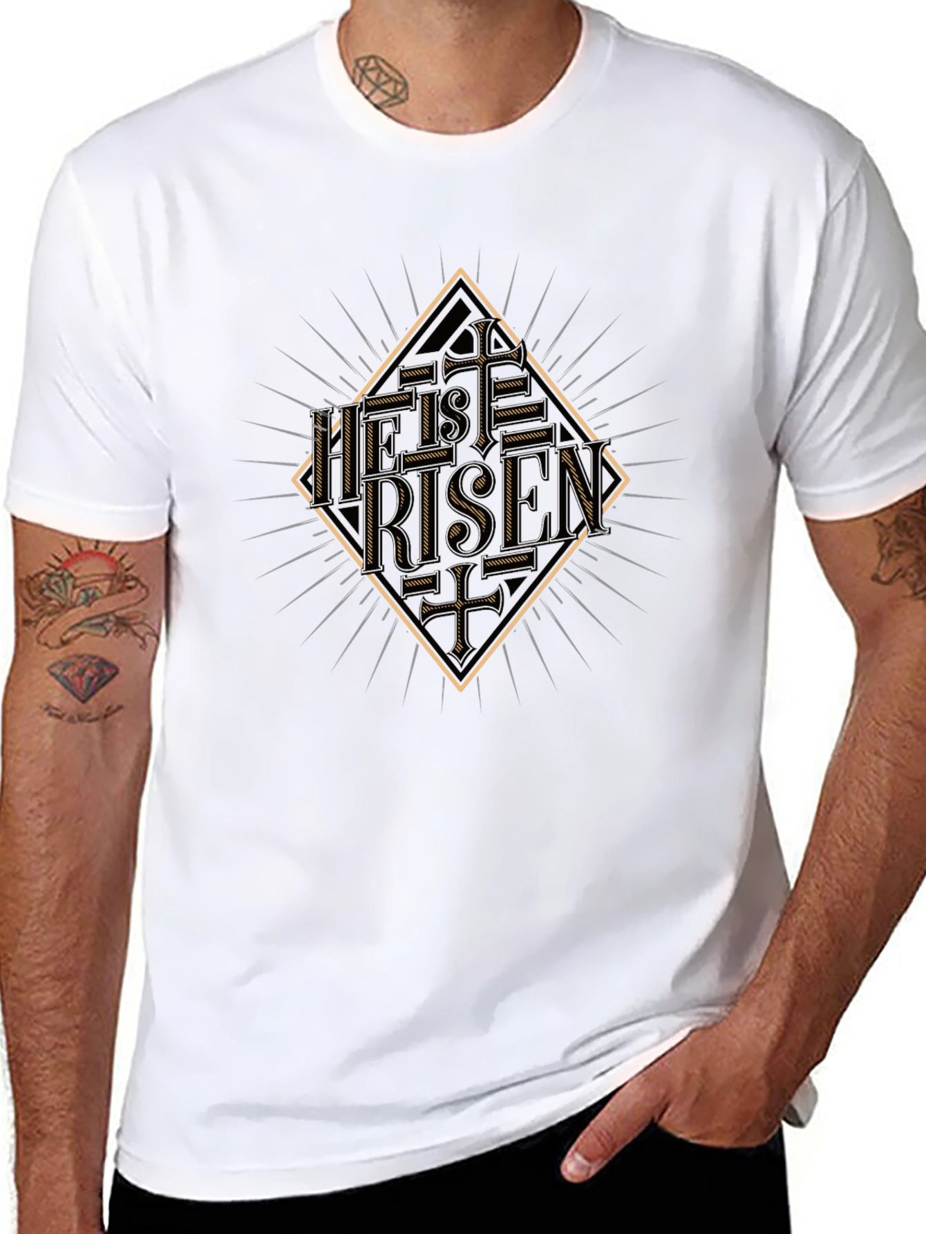 He Is Risen Graphic Tee - Mens Black T-Shirt