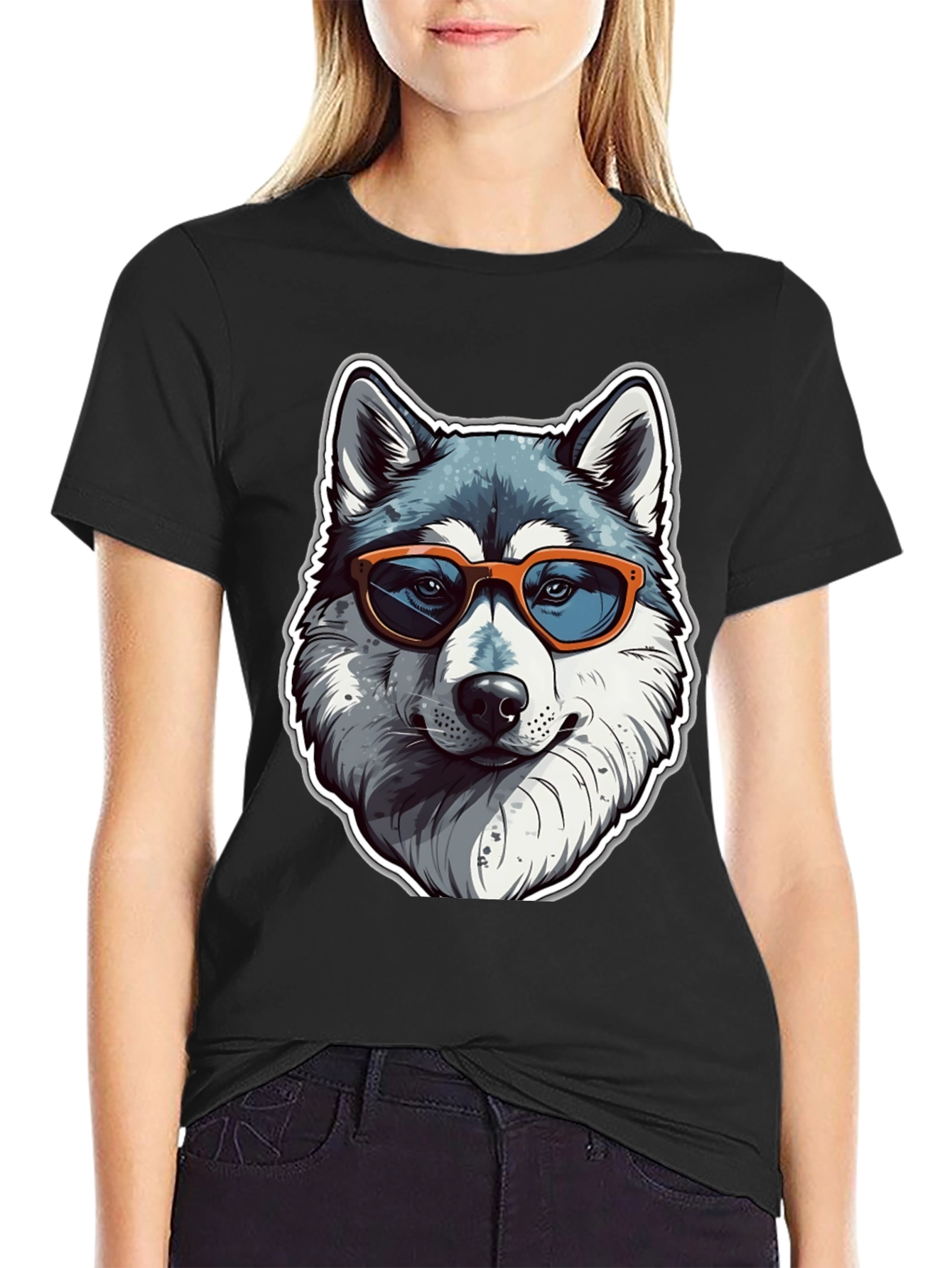 Cool Husky Graphic Tee - Black T-Shirt