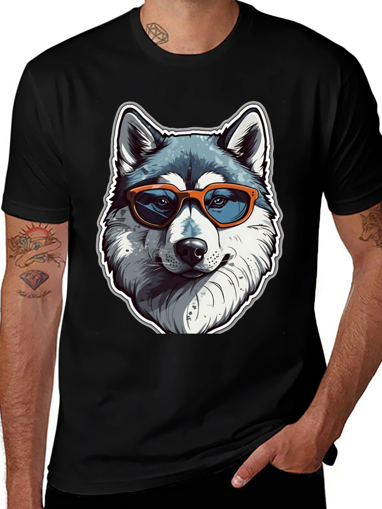 Cool Husky Graphic Tee - Black T-Shirt