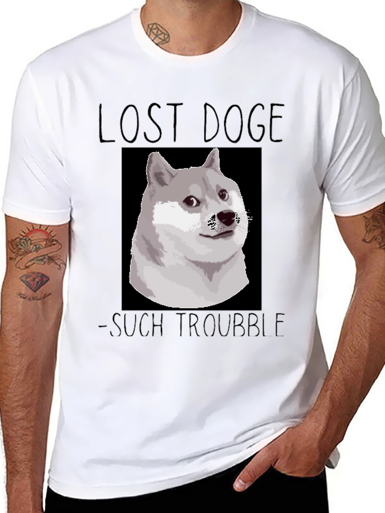 Lost Doge T-Shirt - Such Trouble Funny Meme Tee