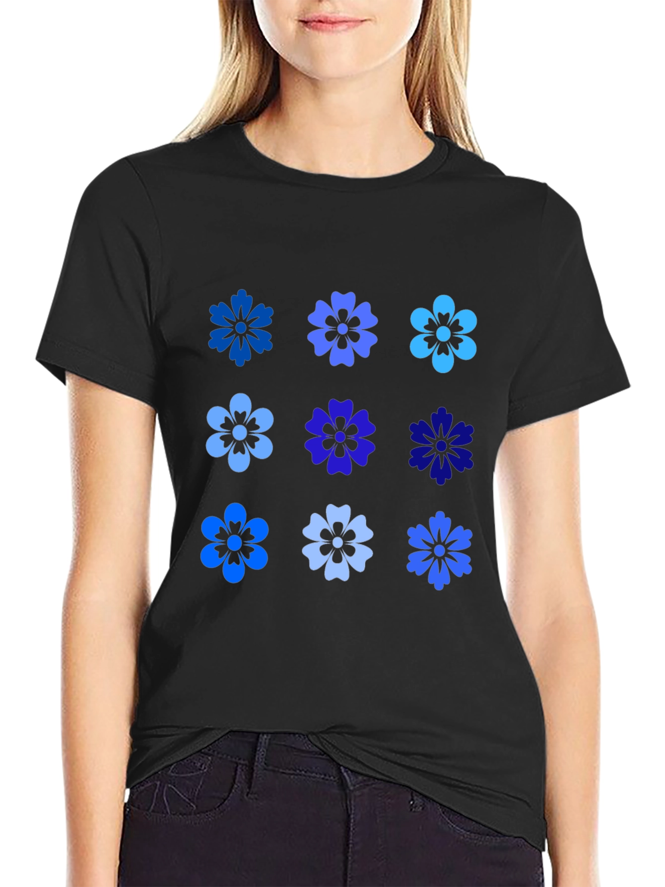 Blue Floral Print T-Shirt