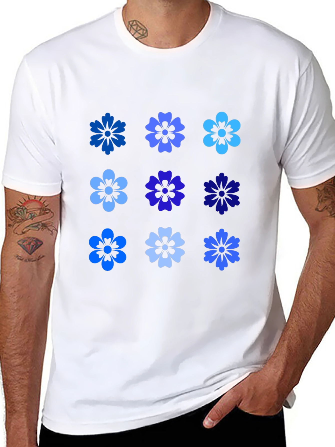 Blue Floral Print T-Shirt
