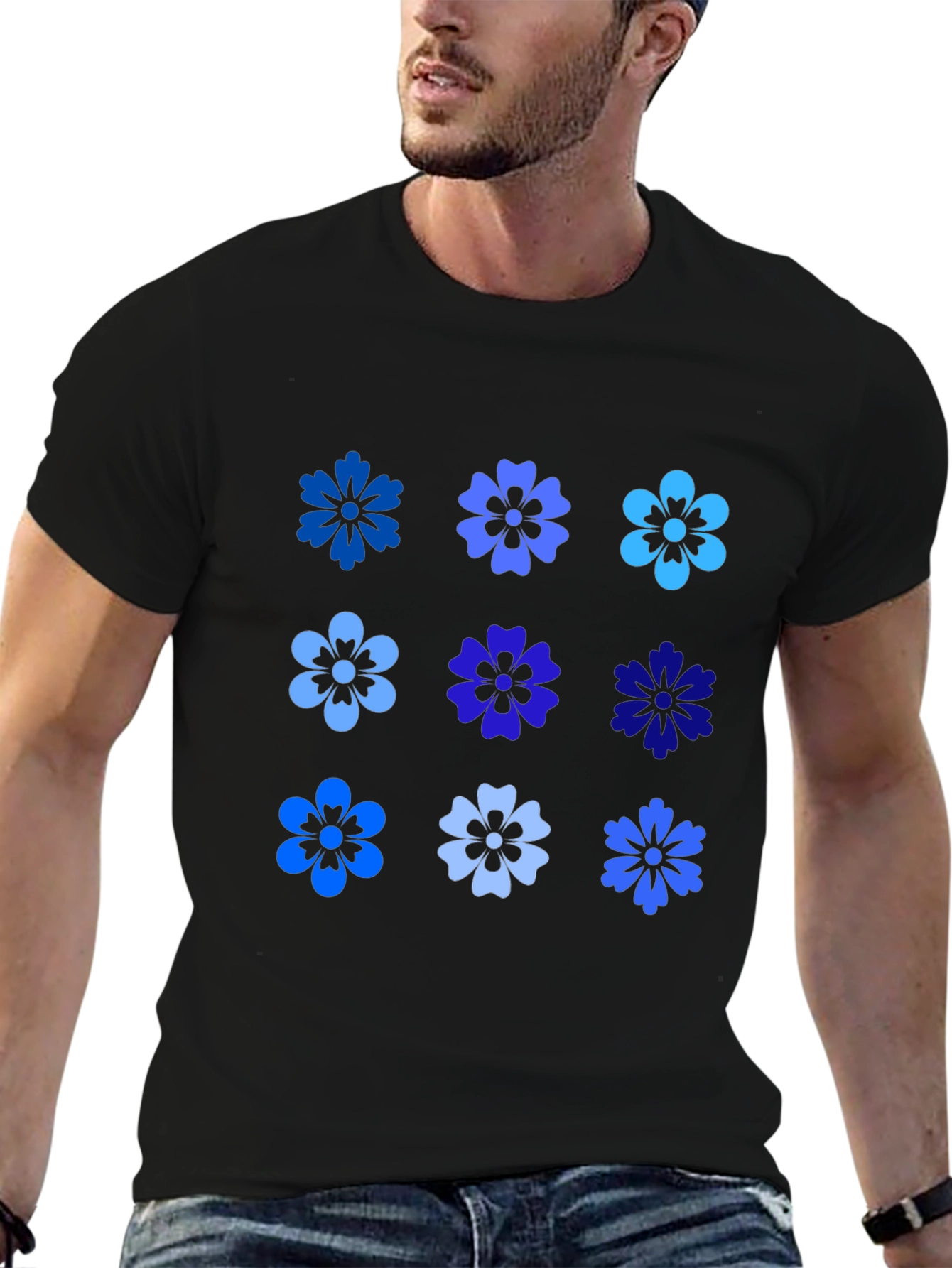 Blue Floral Print T-Shirt