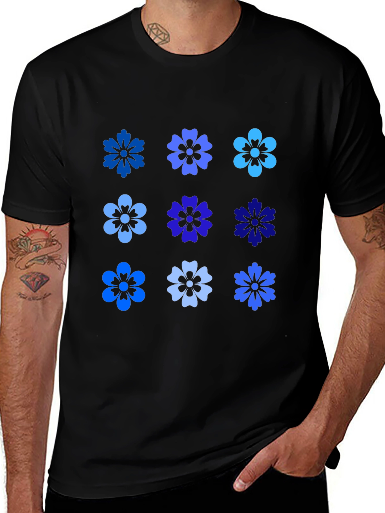 Blue Floral Print T-Shirt