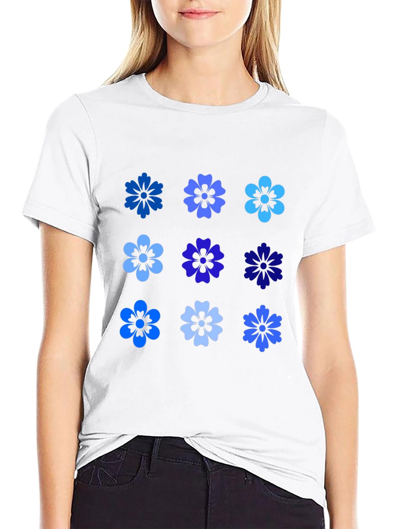 Blue Floral Print T-Shirt