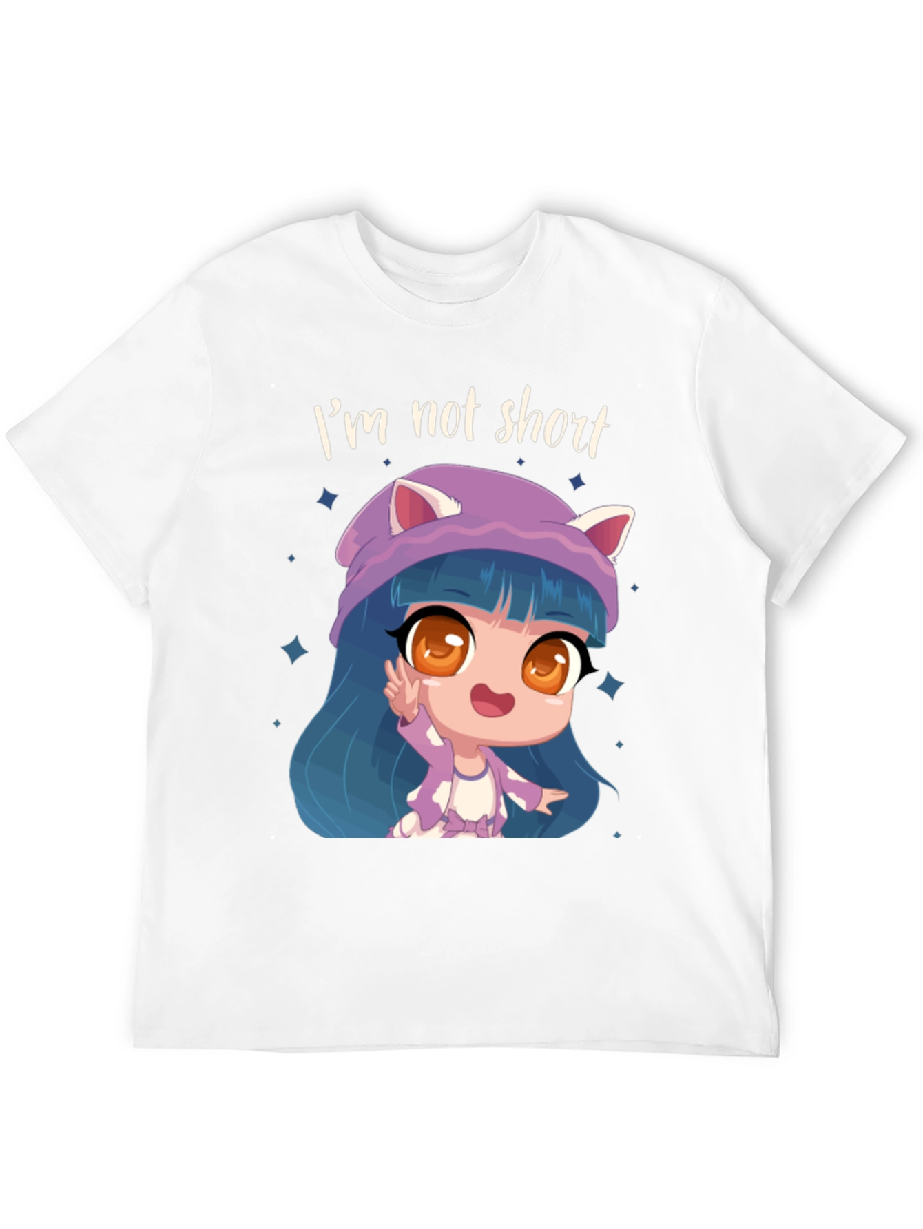 Im Not Short Cartoon Girl Graphic T-Shirt