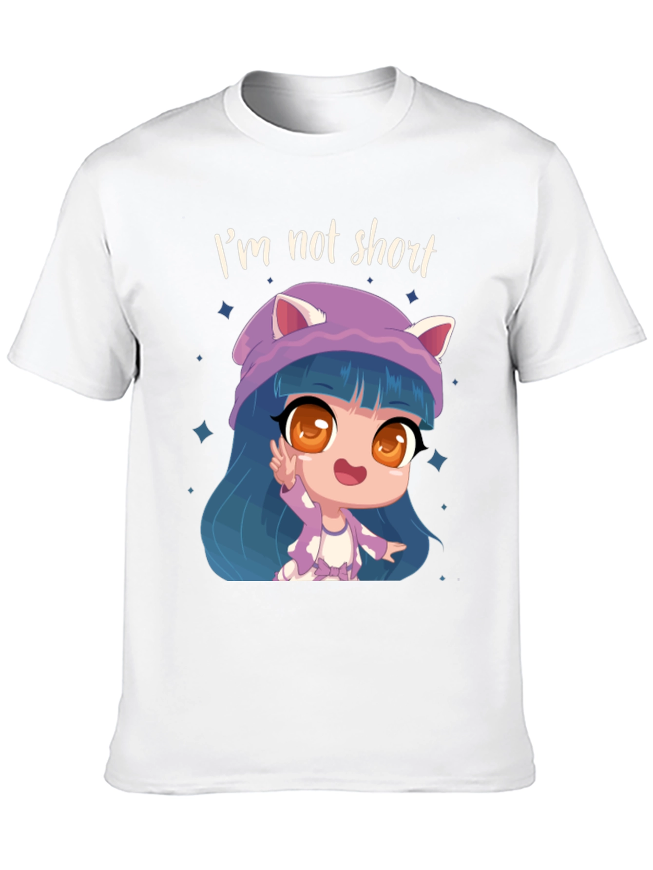 Im Not Short Cartoon Girl Graphic T-Shirt