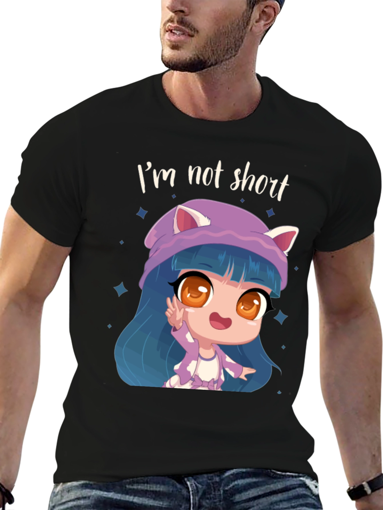 Im Not Short Cartoon Girl Graphic T-Shirt